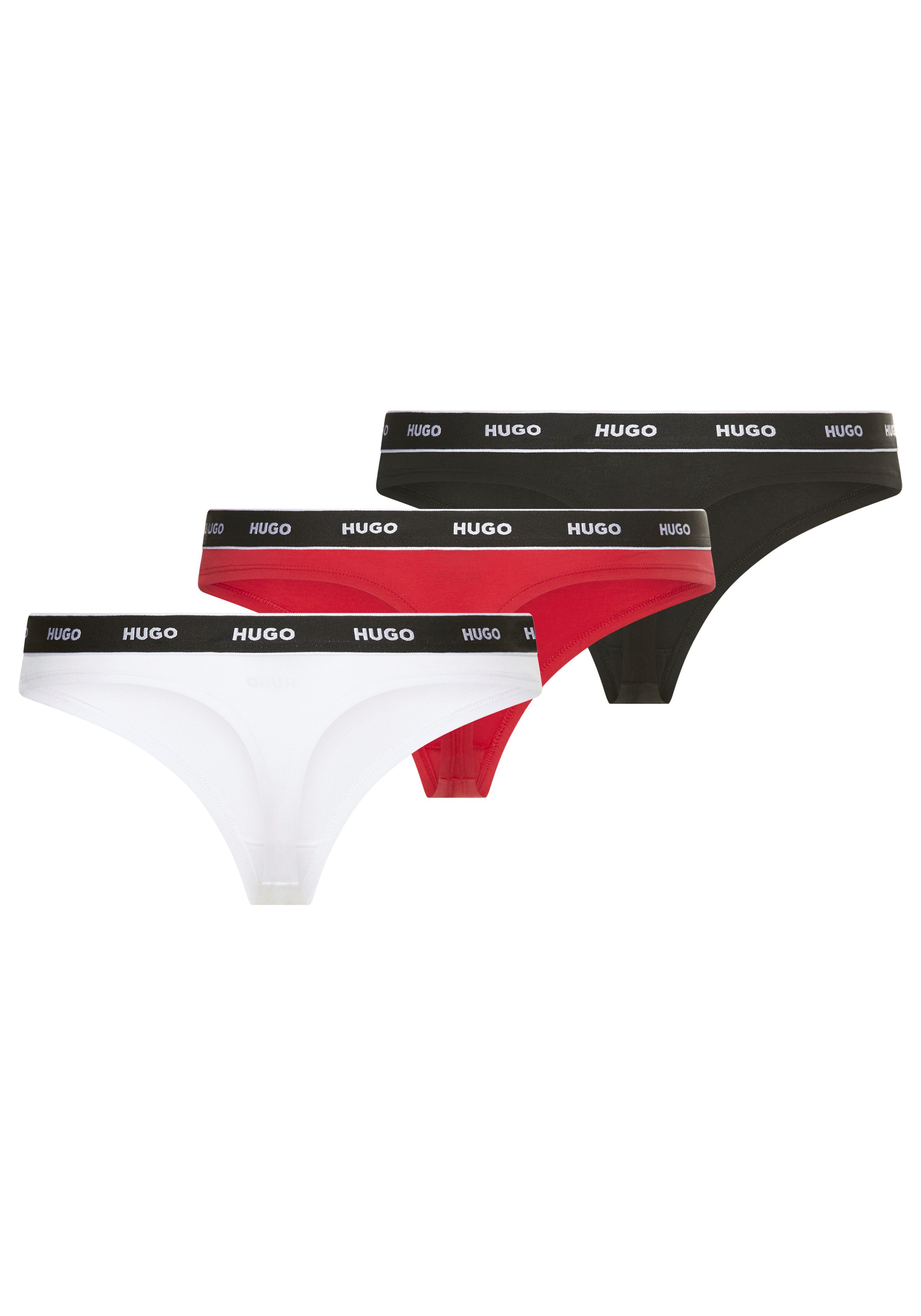 HUGO String TRIPLET THONG STRIPE elastischer Bund mit Logo, enganliegend