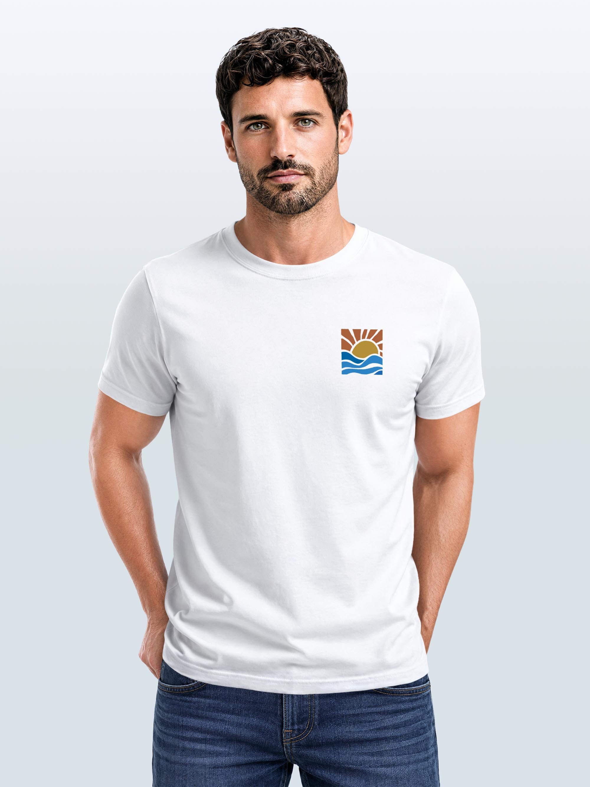 Neverless Print-Shirt Herren T-Shirt Logo Print Sommer Sonne Welle Strand Beach Style mit Print