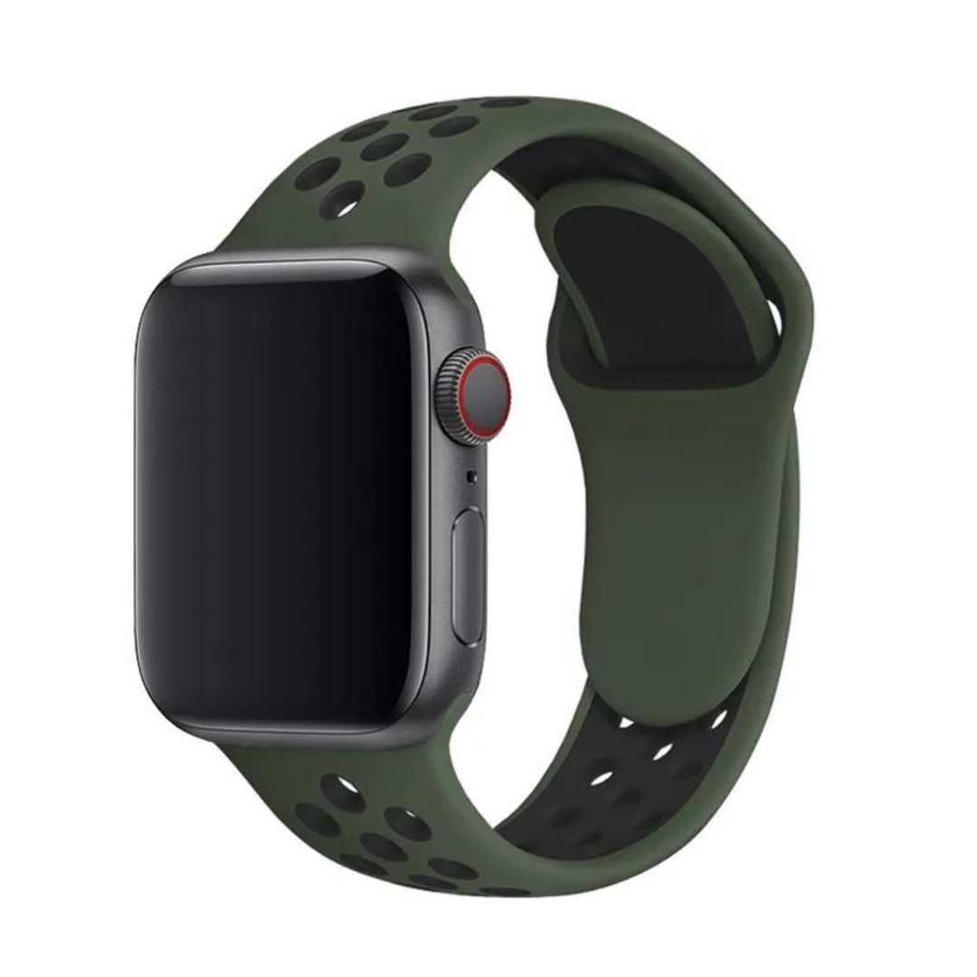 SmartUP Uhrenarmband Sport Silikon Armband für Apple Watch 1/2/3/4/5/6/7/8 SE Ultra, Sportband 38/40/41mm 42/44/45/49mm, Silikon Ersatz Armband #8 Olivengrün