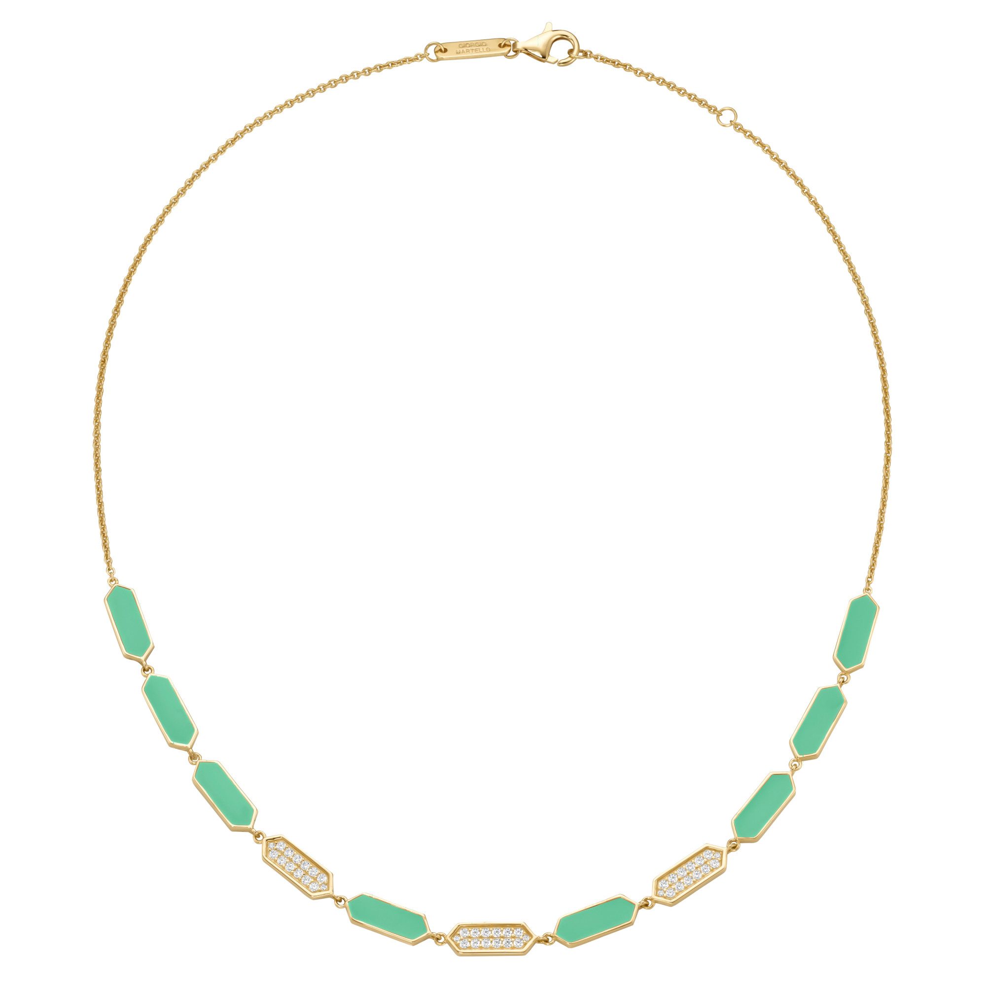 Collier mit Emaille-Einlagen und Zirkonia, Silber 925