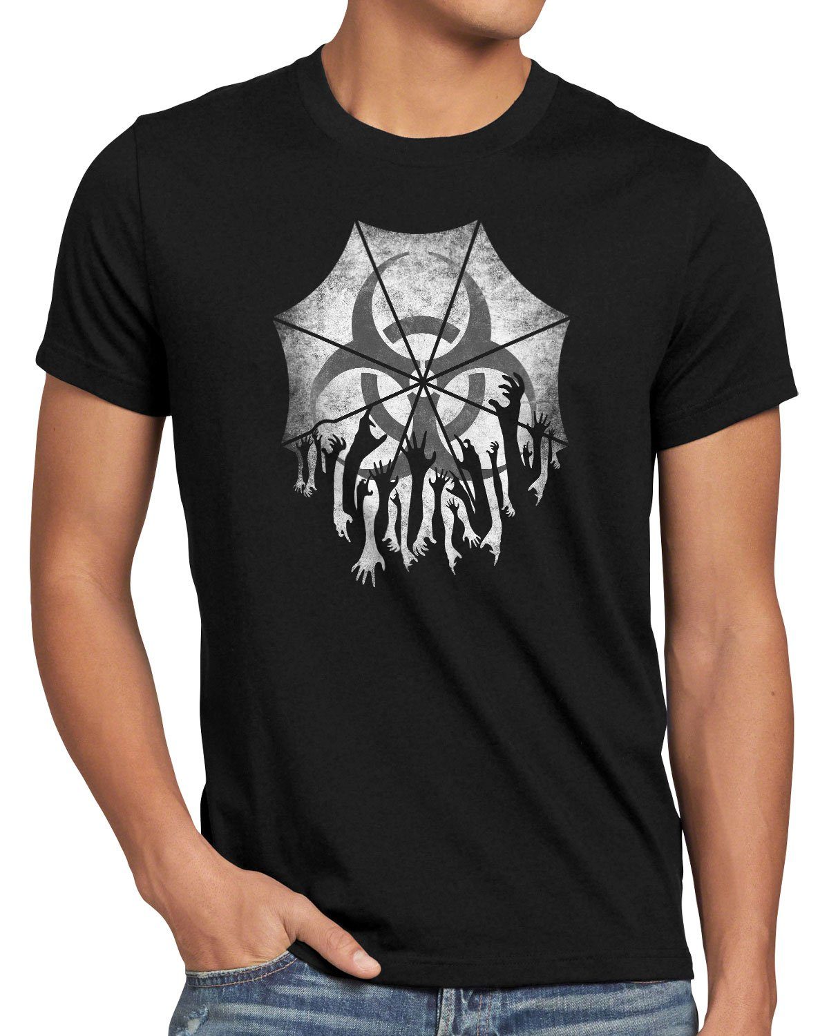 style3 Print-Shirt Herren T-Shirt Umbrella Zombie virus epidemie videospiel schwarz