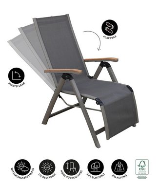 Dehner Gartenstuhl Relaxsessel Colmar, klappbar, 110 x 59 x 73 cm, Komfortabler Relaxstuhl mit Armlehnen aus FSC-zertifiziertem Teakholz
