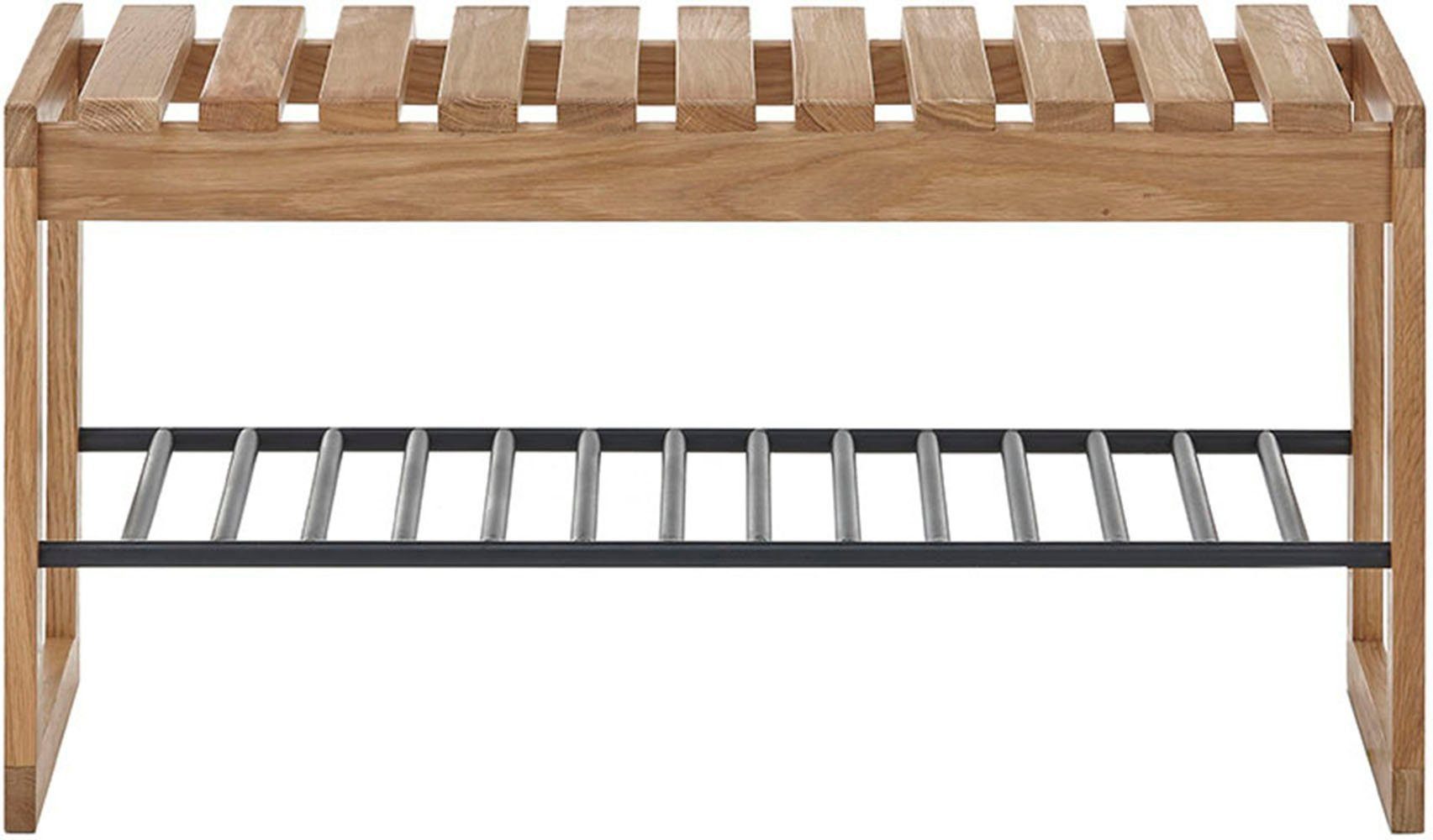 MCA furniture Schuhbank in holzfarben, Eiche massiv geölt - 88x45x30cm (BxHxT) – Bild 2 von 5