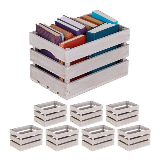 relaxdays Holzkiste »8 x Holzkiste Vintage grau klein« online kaufen | OTTO