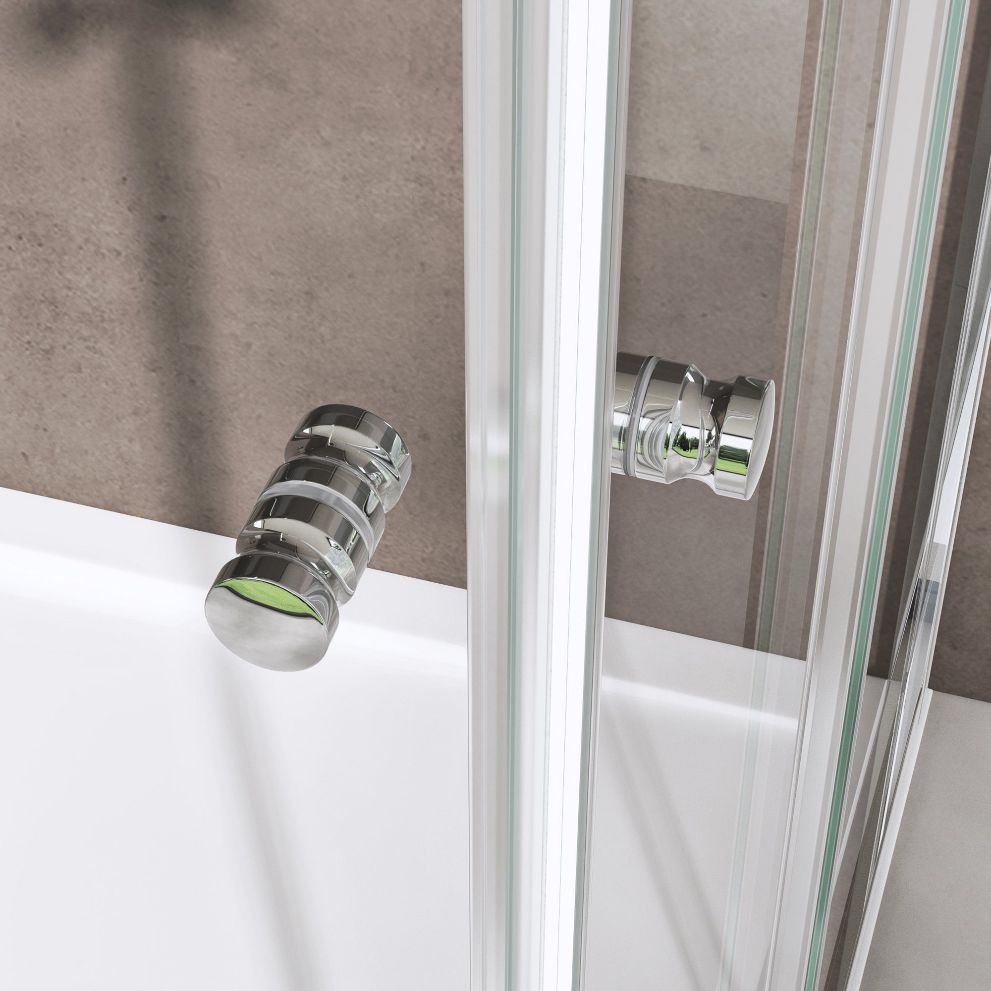 doporro Eckdusche Duschkabine Duschabtrennung Schiebetür Klarglas 6mm ESG H:190cm R16K, BxT: 70x70 cm, Einscheibensicherheitsglas