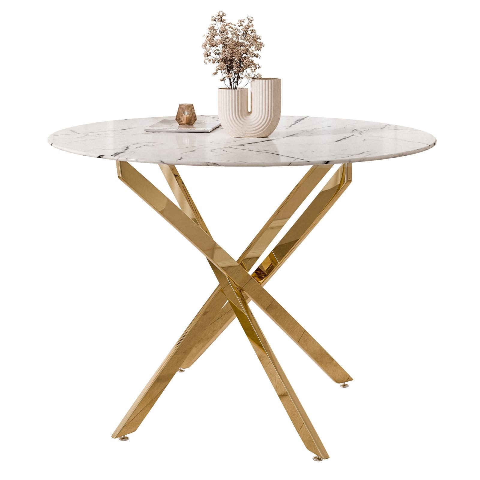 Lookway Esstisch CRISTAL II 100 cm Runder Esstisch mit Glasplatte, Durchmes günstig online kaufen