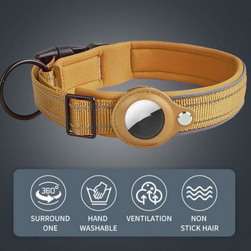 Wigento Smartwatch-Armband Für Apple AirTag Nylon Reflektierendes Neopren Hundehalsband Größe S