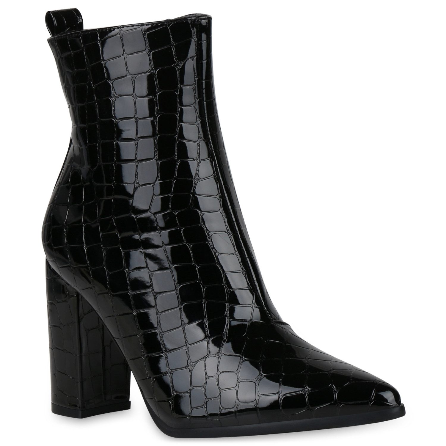 VAN HILL 831400 Stiefelette Klassische Stiefeletten Jane mit Kroko-Prägung und Blockabsatz