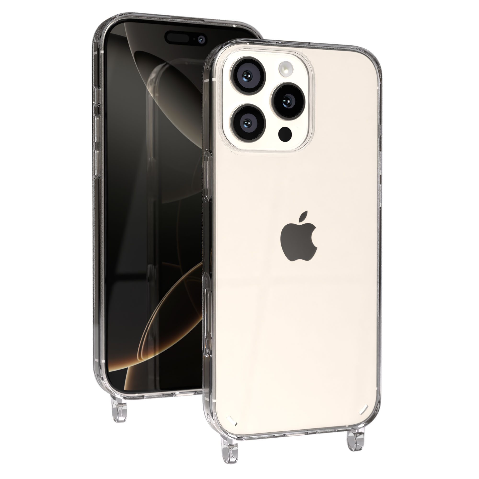 EAZY CASE Handykette Handyhülle für Handyketten mit Befestigungsösen für iPhone Modelle 6,9 Zoll, Hülle für Handykette, Transparent mit Ösen für Apple iPhone 16 Pro Max