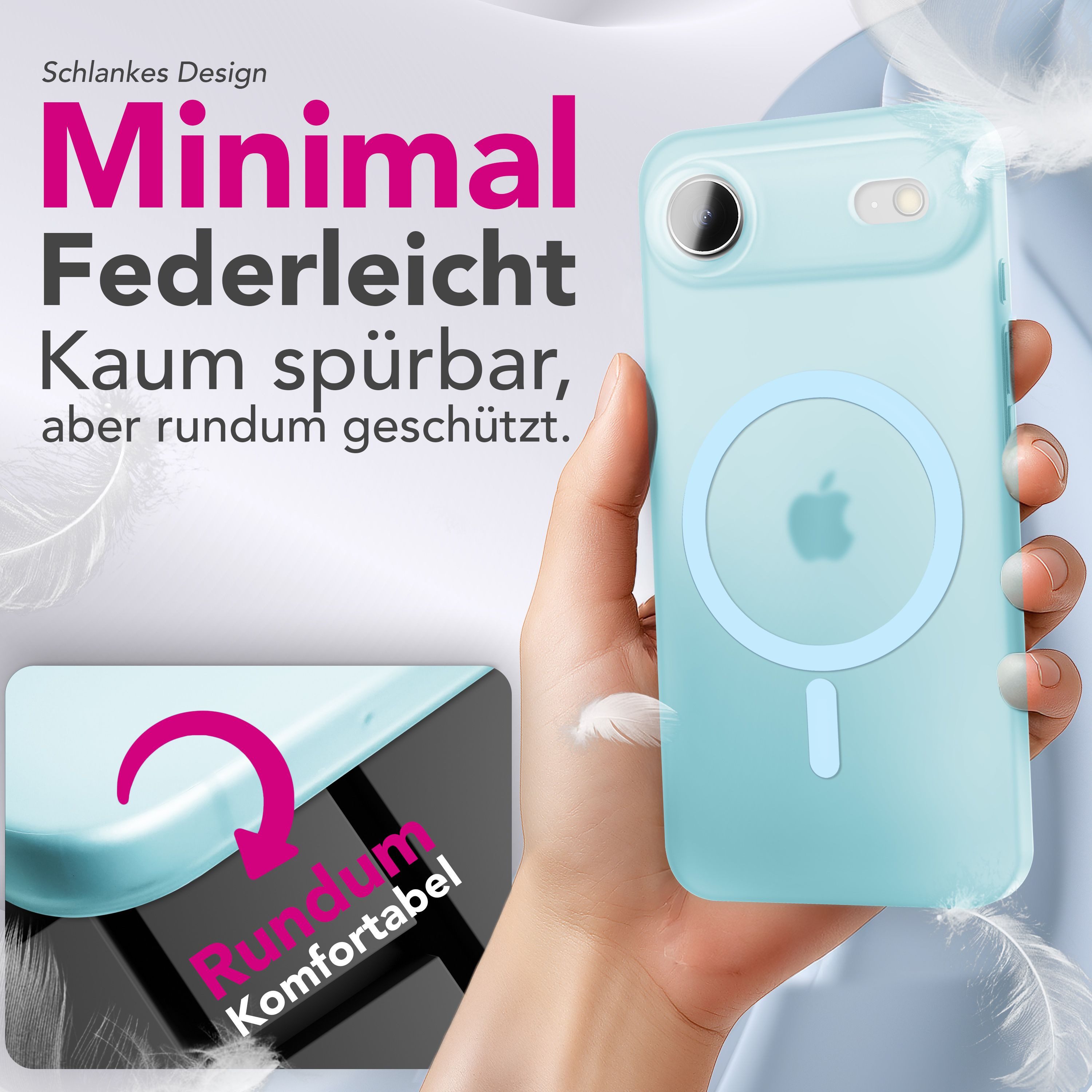 Nalia Smartphone-Hülle Apple iPhone 17 Air 16,5 cm (6,5 Zoll), MagSafe Hülle / Extrem Dünn 0,3mm / Semi-Transparent / Fein Mattiert