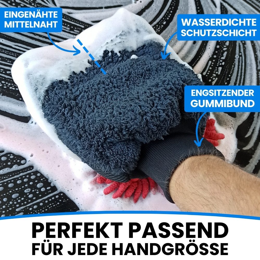 IVALITY Waschhandschuh Premium Mikrofaser für die Auto Reinigung, Lackschonend & saugstark, (3in1 Waschhandschuh, 1-St), 3-Seiten gegen Schmutz und Insekten – Bild 5 von 5