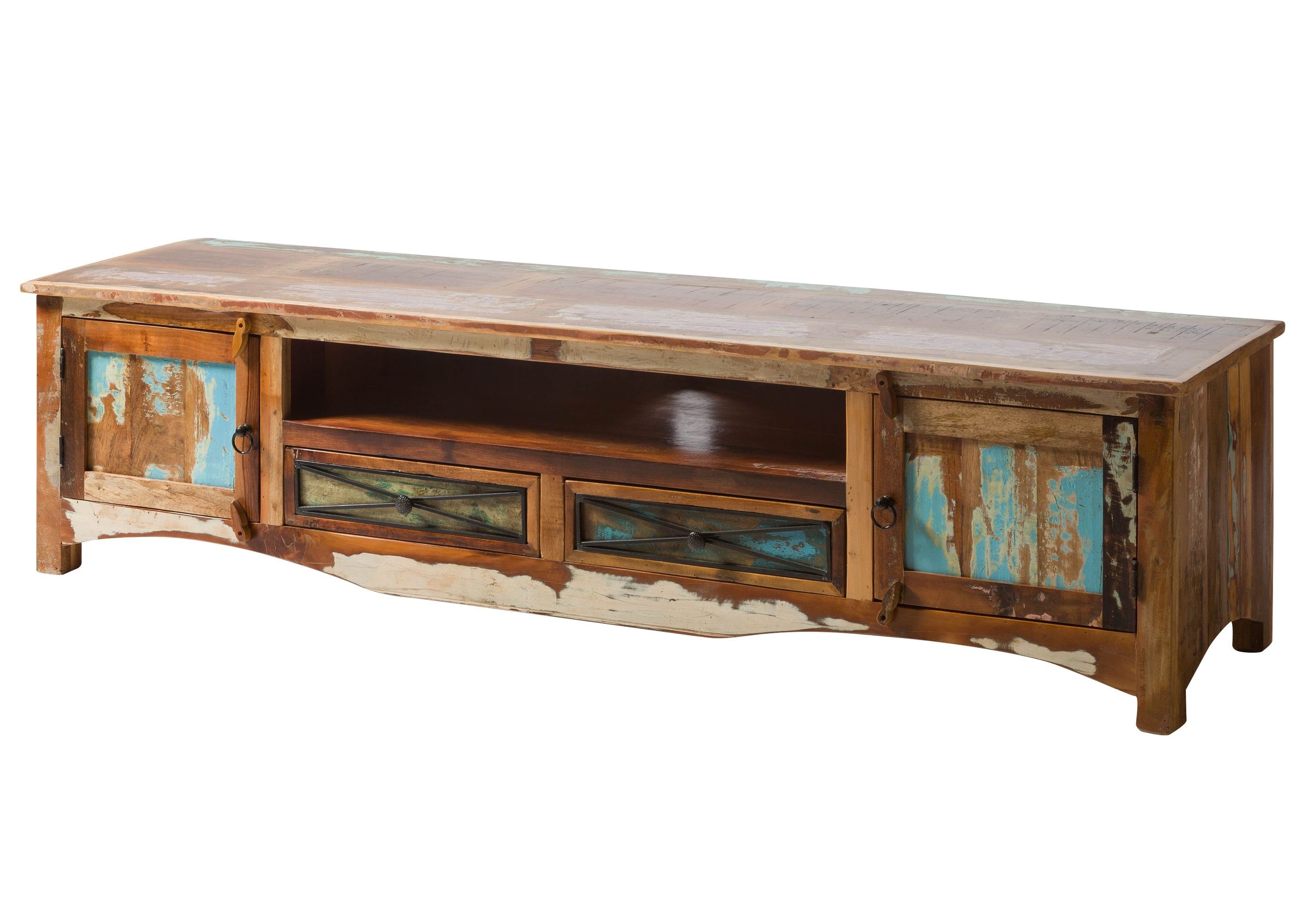 Massivmoebel24 TV-Board NATURE OF SPIRIT (Massivholz), TV-Board Altholz 200x50x50 mehrfarbig lackiert NATURE OF SPIRIT #137