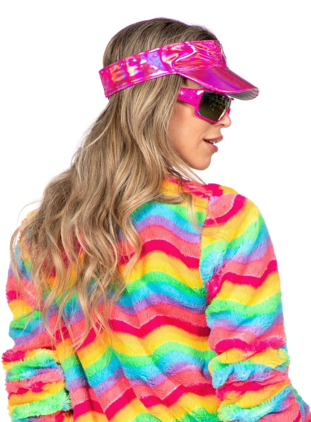 Metamorph Kostüm Sonnenblende Mütze pink, Stylischer Sonnenschutz für 80er Jahre Feten, Festivals und Fashion A