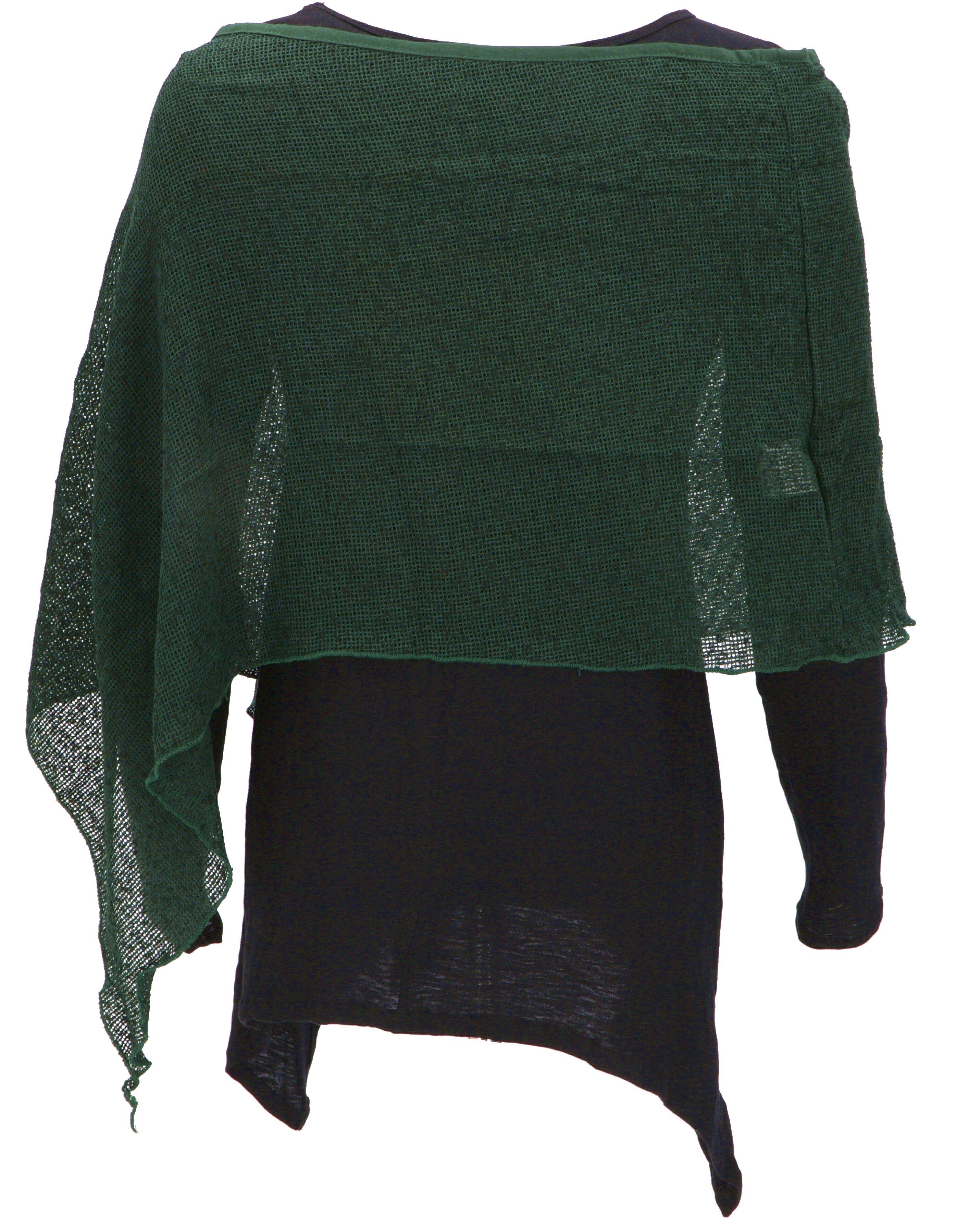 Festival Goa Poncho, Poncho, Langjacke Guru-Shop Sommerponcho, Pixi.. dunkelgrün