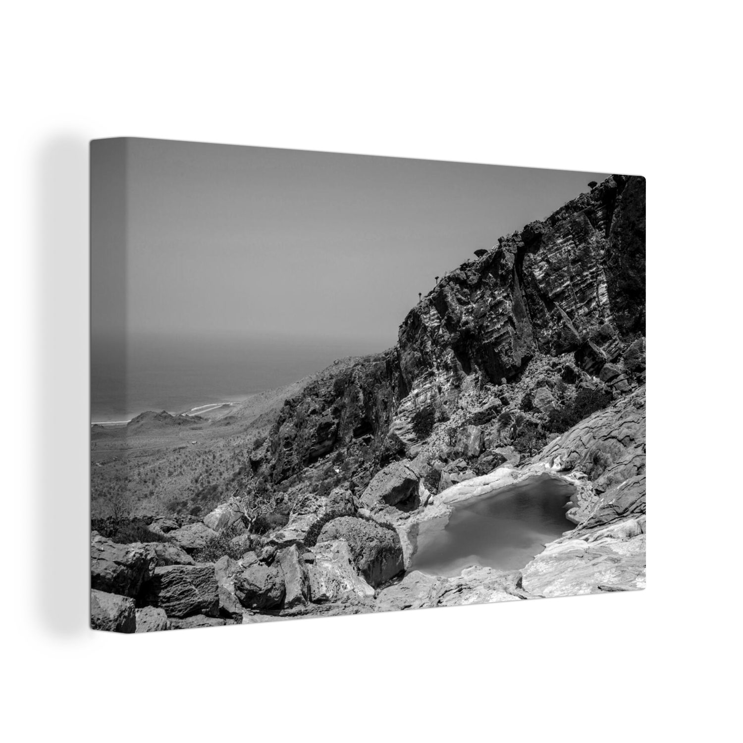 Meer in Leinwandbild - Homhil-Schutzgebiet Aufhängefertig, Wandbild Teich St), cm Wanddeko, schwarz-weiß, am Asien OneMillionCanvasses® Leinwandbilder, im 30x20 (1