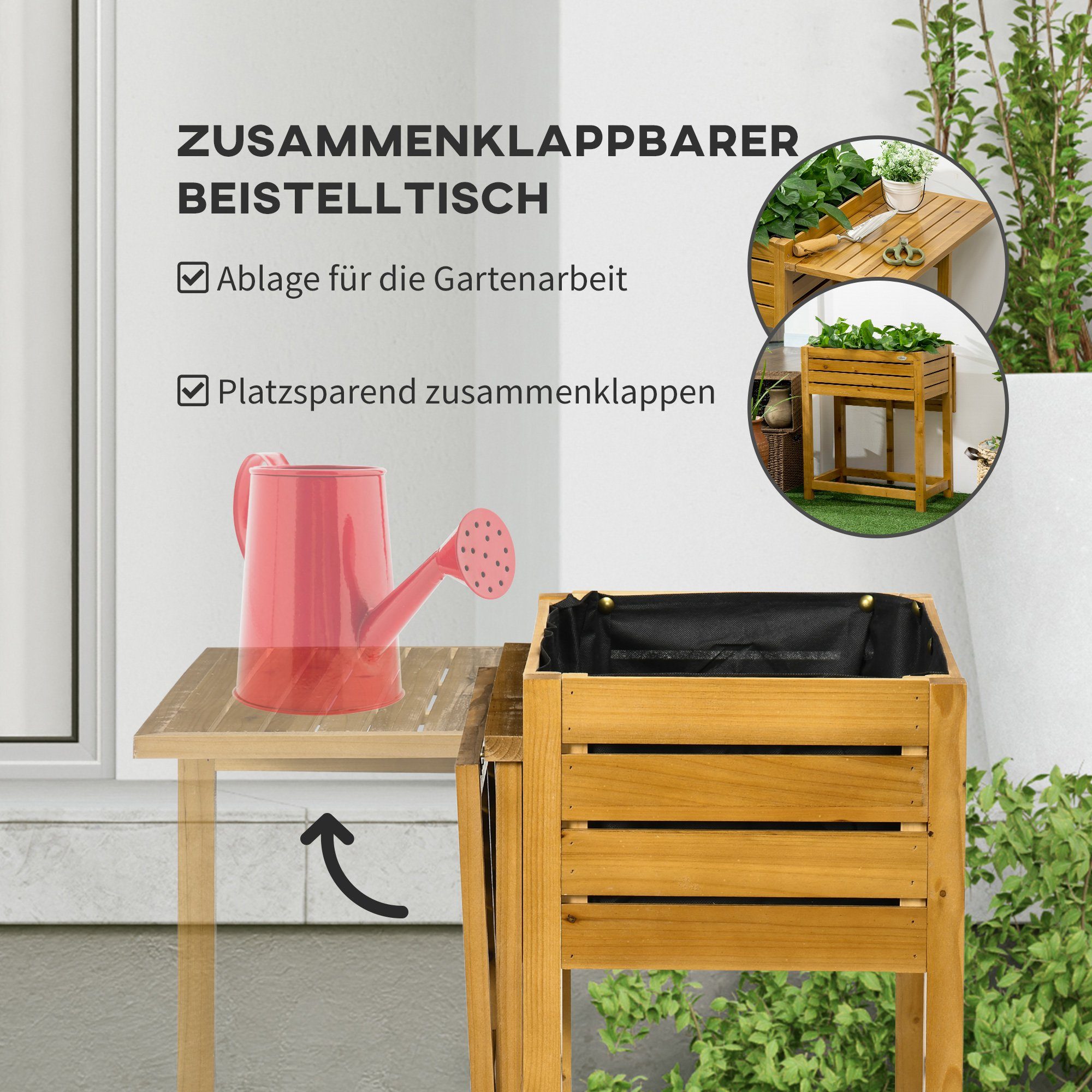 Outsunny Hochbeet Innenverkleidung aus Vlies (Gemüsebeet, 1 St., Blumenkasten), für Garten, Balkon, Braun