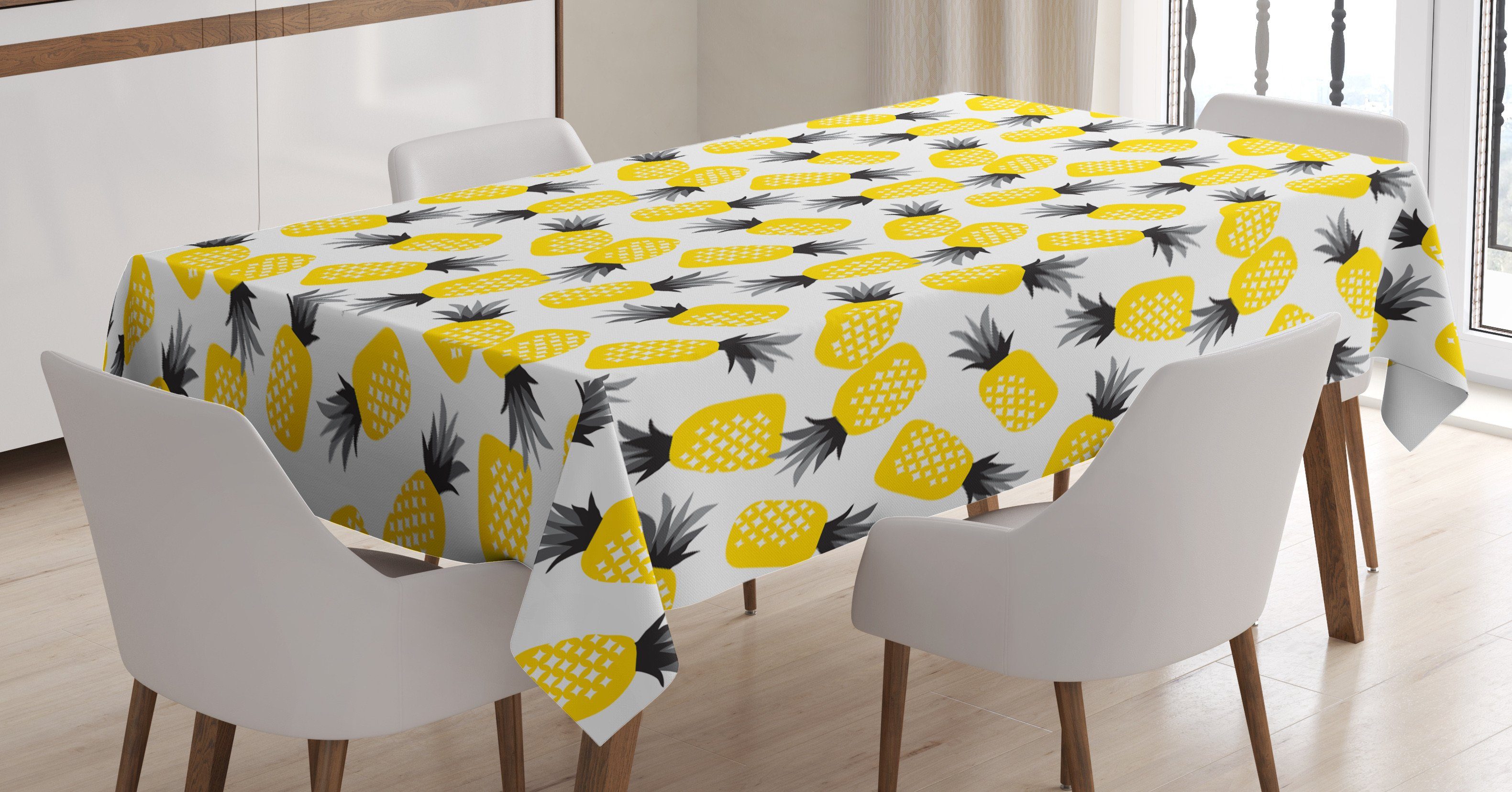 Abakuhaus Tischdecke Farbfest Waschbar Für den Außen Bereich geeignet Klare Farben, Ananas Zusammenfassung Sommer Motiv