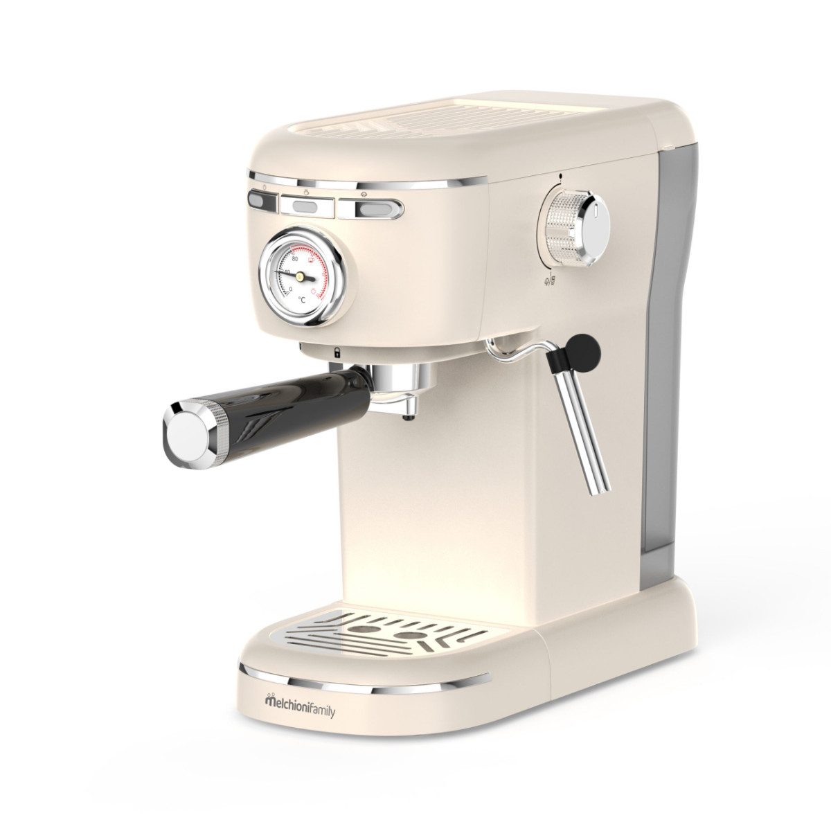 Melchioni Siebträgermaschine Aromatica Plus, Siebträger, 3in1 System für Pulver Pads und Kapseln