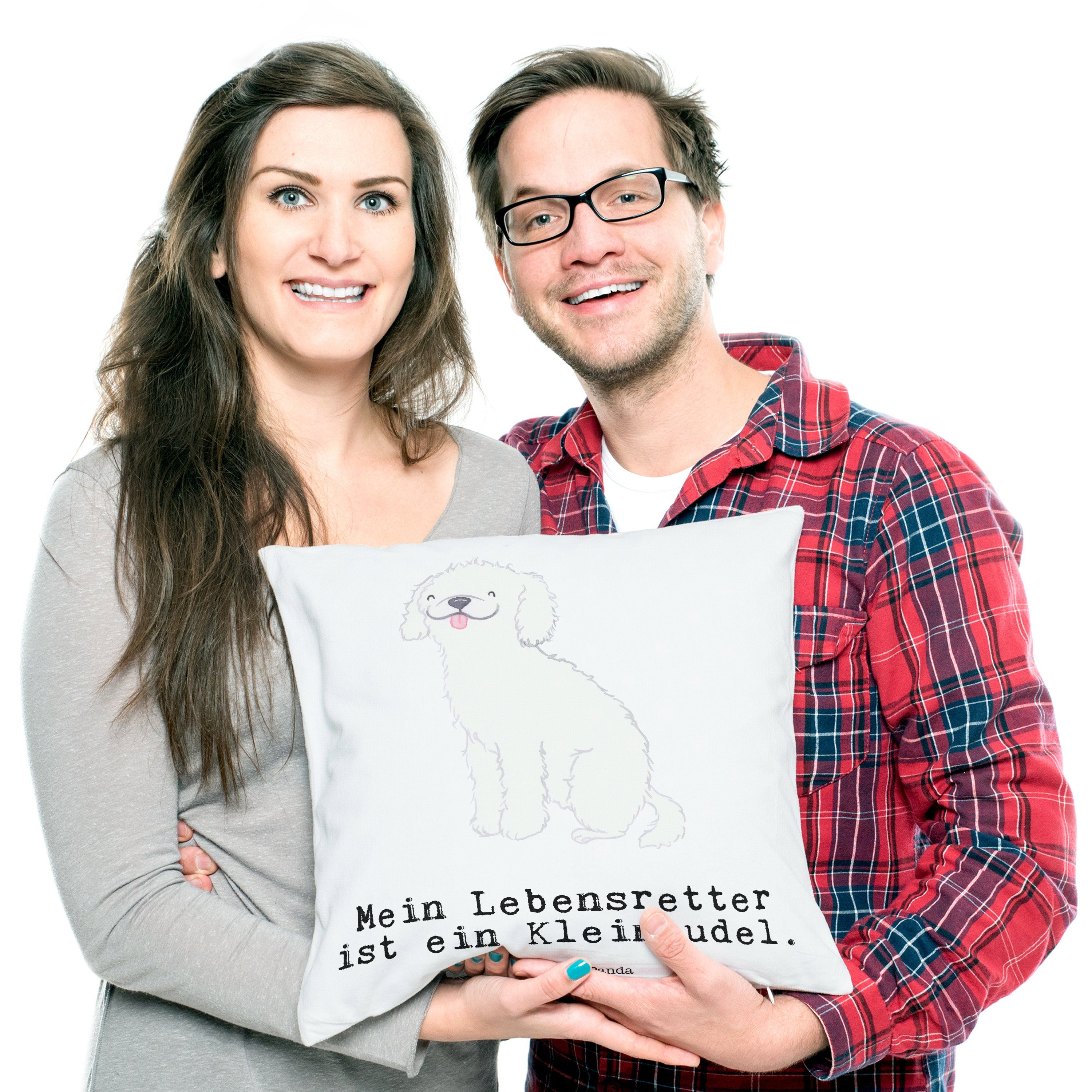 & - Weiß Dekokissen Ki Mrs. Kopfkissen, - Panda Lebensretter Tierfreund, Mr. Geschenk, Kleinpudel