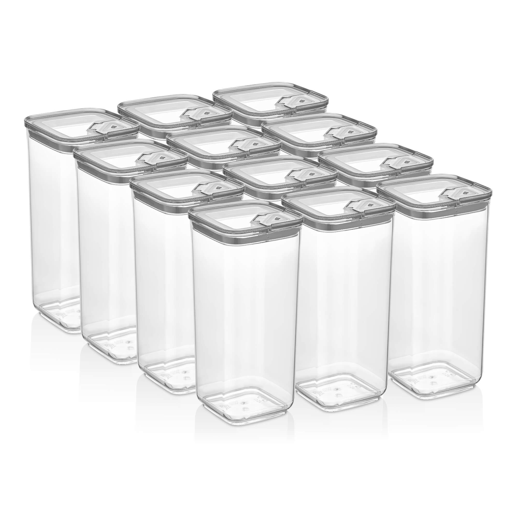 Vip Ahmet Vorratsdose Vorratsdosen mit Deckel, BPA-frei Kunststoff, 12-tlg, 12x1,7L, Kunststoff, (12-tlg., 12 tlg., 12x 1,7L), Vakuumdeckel mit Schiebeverschluss, BPA-frei, 12-teiliges Set