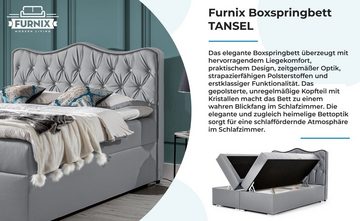 Furnix Boxspringbett TANSEL 120x200 Bett mit Topper und Bettkasten Ökoleder, hochwertiges veganes PU-Leder