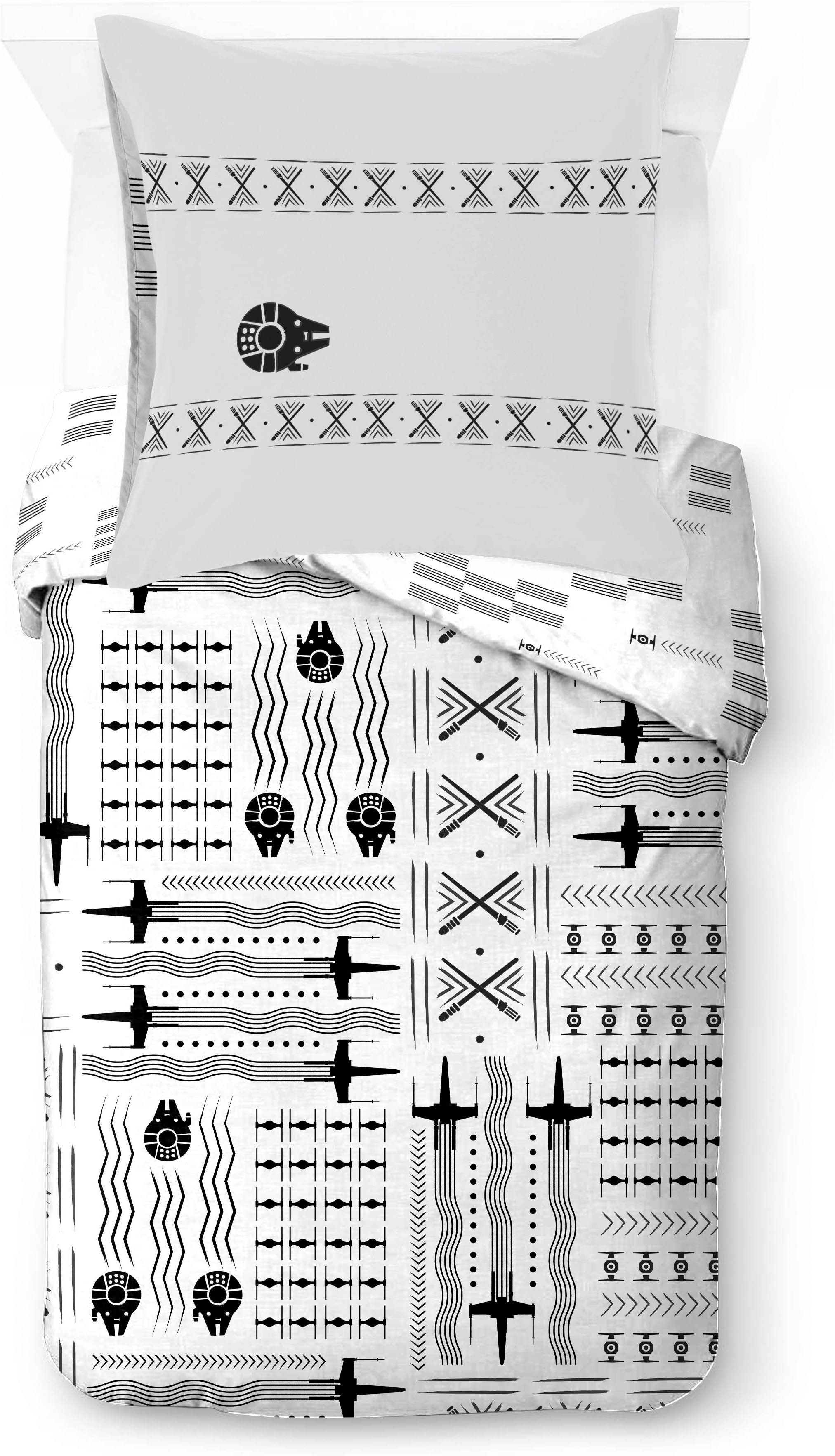Star Wars Kinderbettwäsche Star Wars Patterned Check, Linon, 2 teilig, 100% Baumwolle