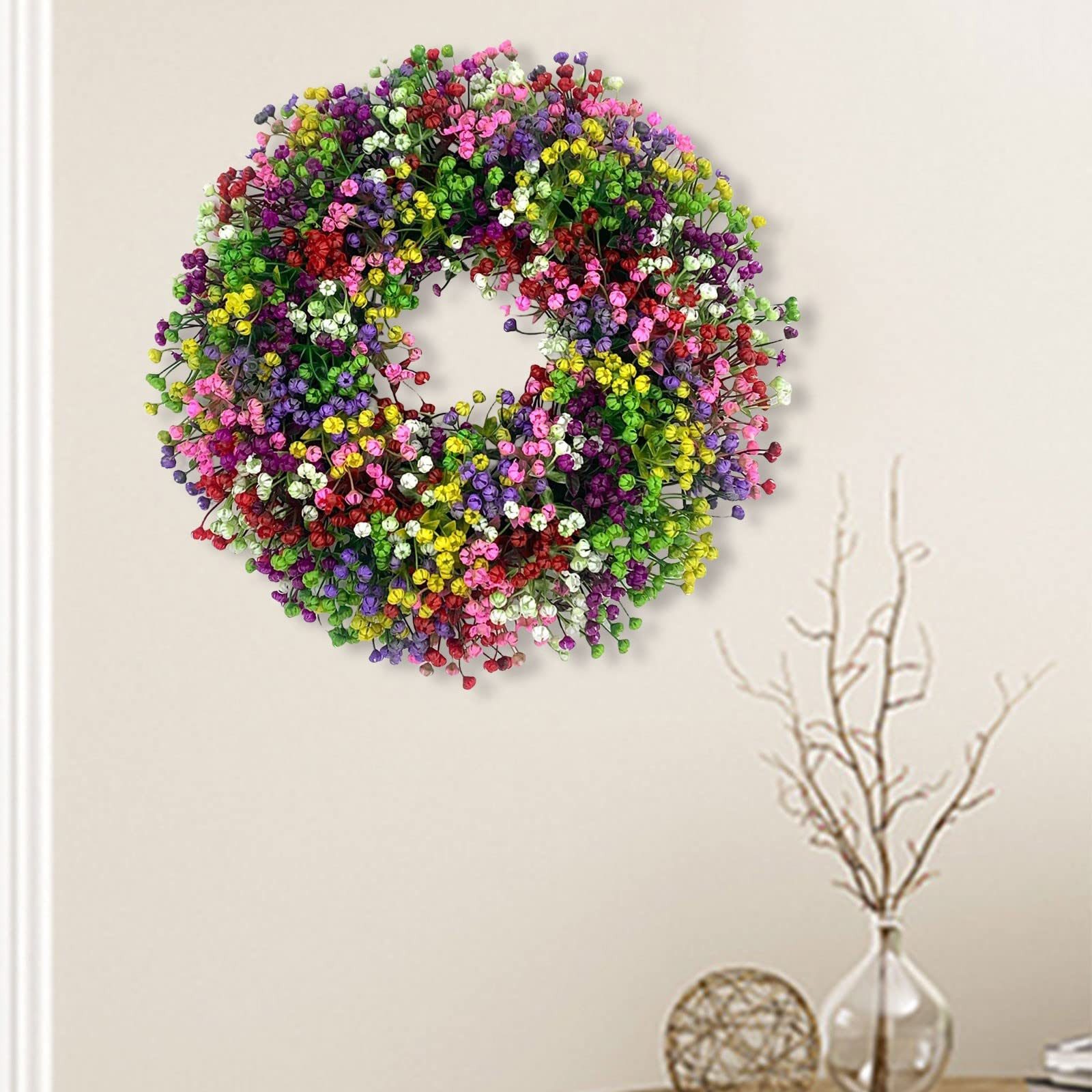 Kunstkranz Türkranz Ganzjährig Außen Deko, Künstlicher Blumenkranz Deko, Agger, für Haustür,Frühling Sommer Außen Türkranz Modern Deko