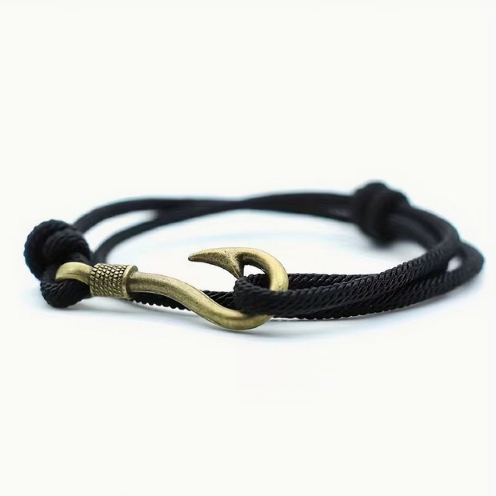 Ware aus aller Welt Armband Kordelarmband Wickelarmband mit Hakenverschluss schwarz verstellbar