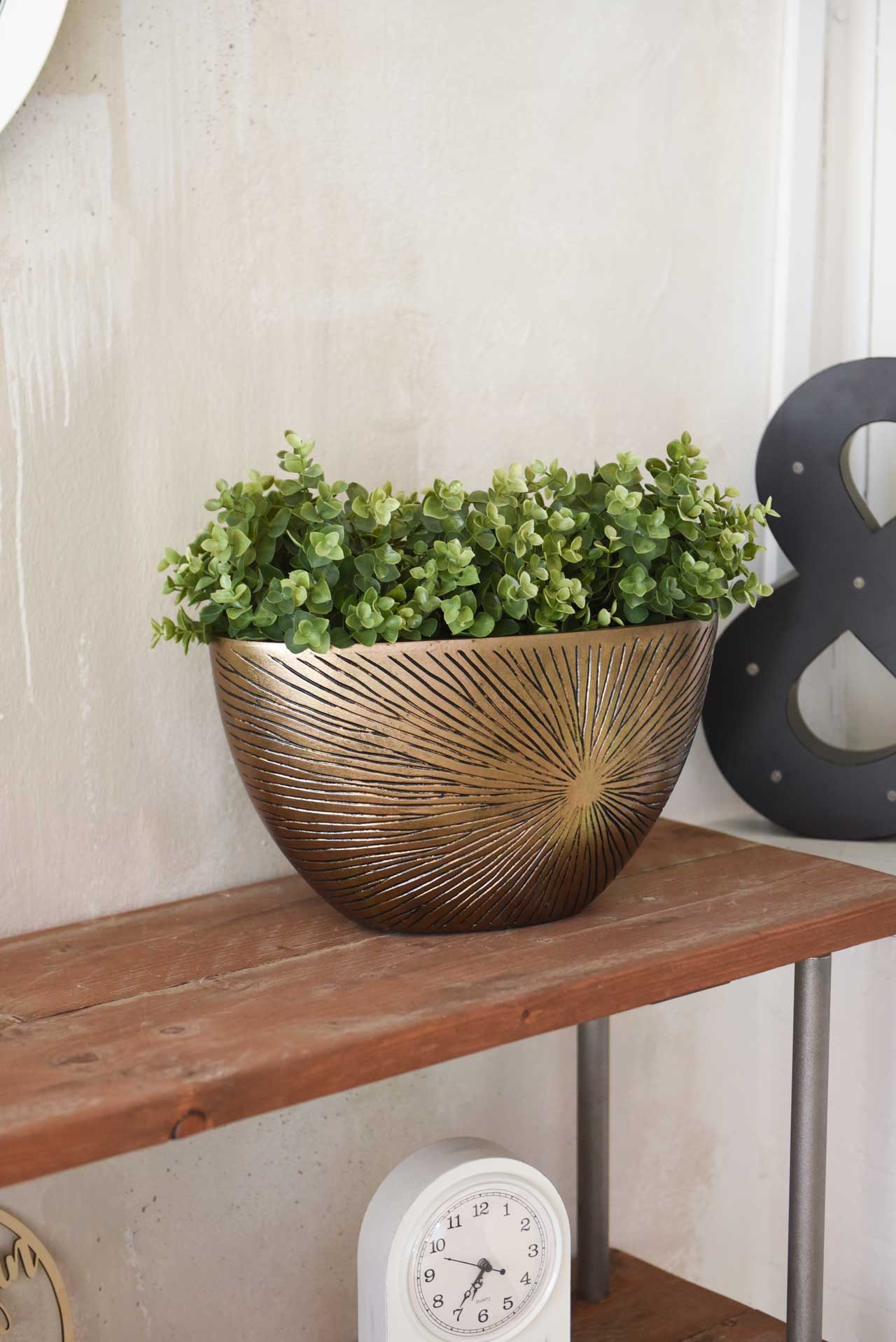 VIVANNO Pflanzschale Fiberglas CHANTANT Schale - Solisgold Mit Muster (1 St), 37x18x21 cm