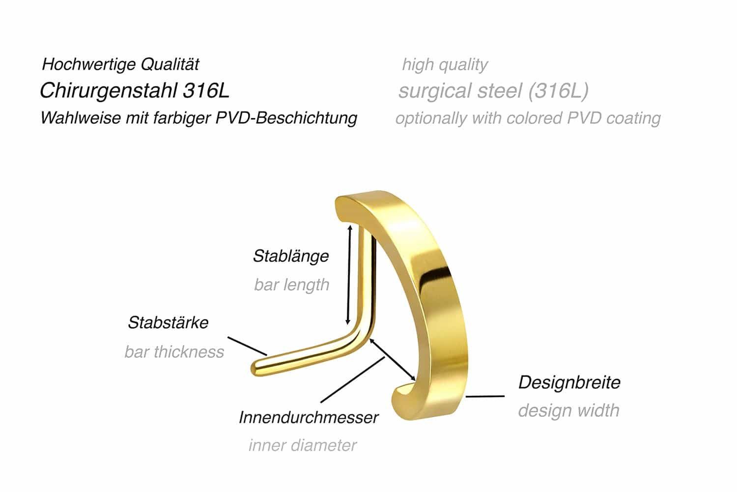 PIERCINGLINE Nasenpiercing Chirurgenstahl Nasenstecker DESIGN (Nasenstecker günstig online kaufen