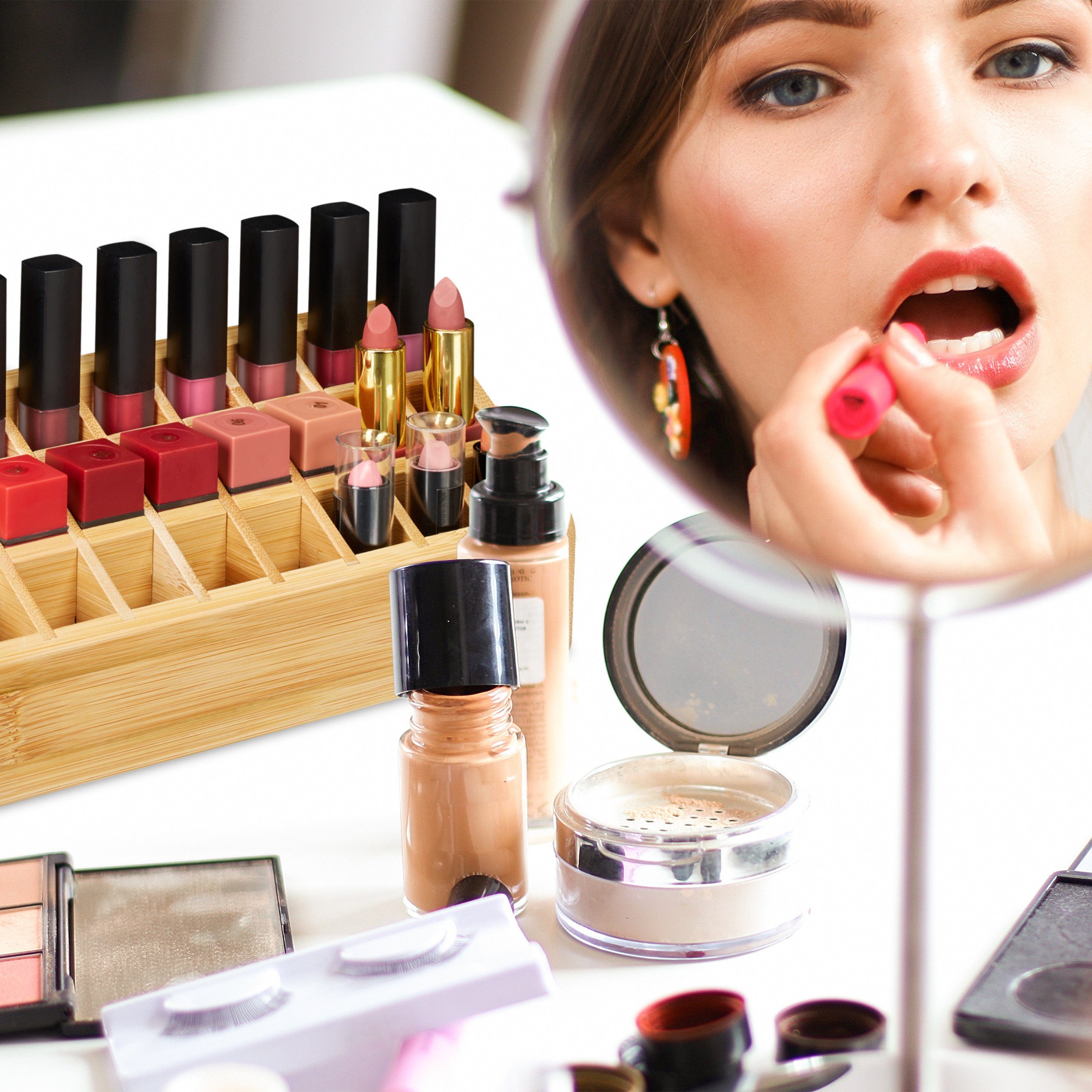 relaxdays Make-Up Organizer Lippenstifthalter 24 Fächer, 1-tlg. – Bild 2 von 5