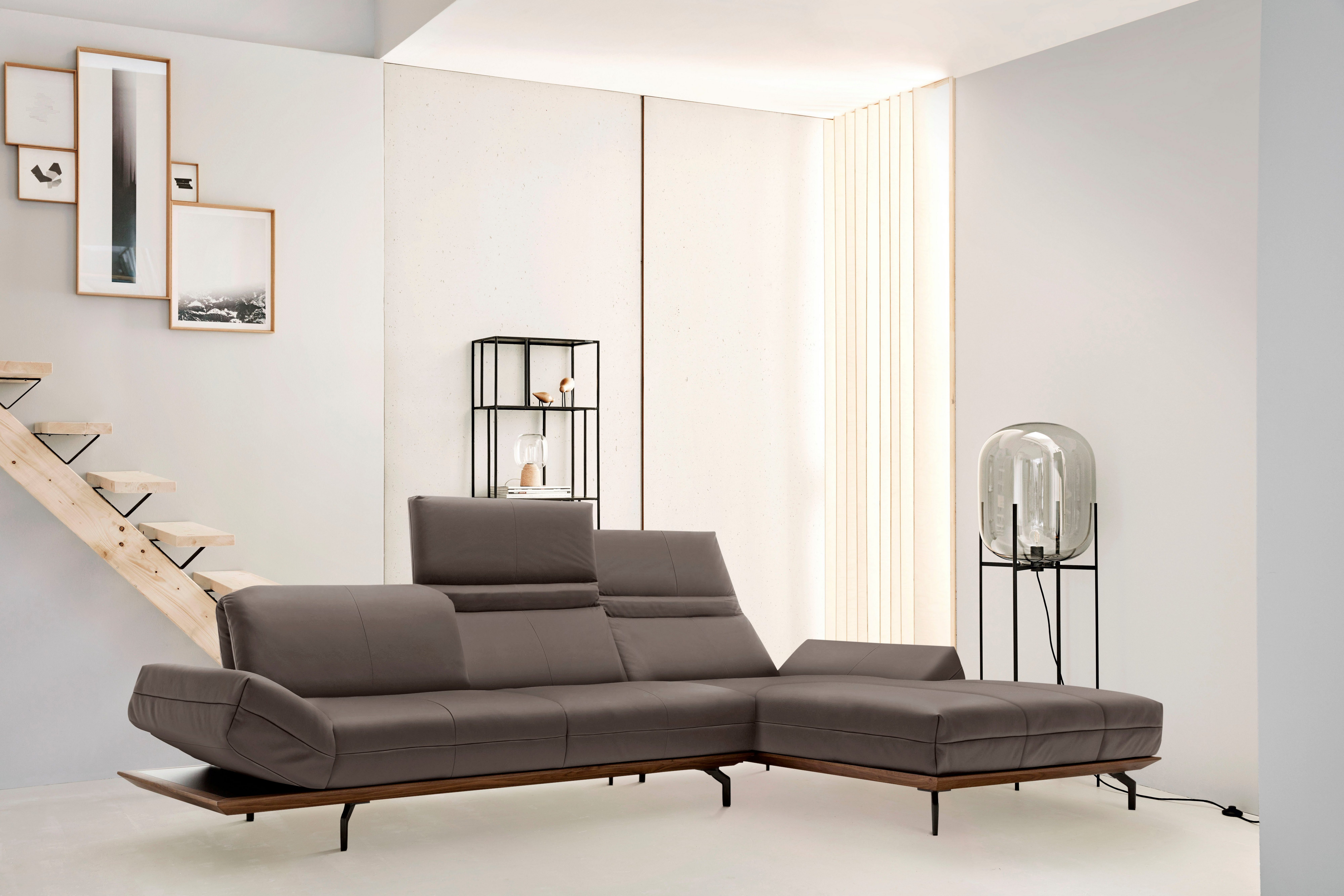 hülsta sofa in Eiche Nußbaum, in hs.420, 313 Breite Natur Holzrahmen Ecksofa 2 oder Qualitäten, cm