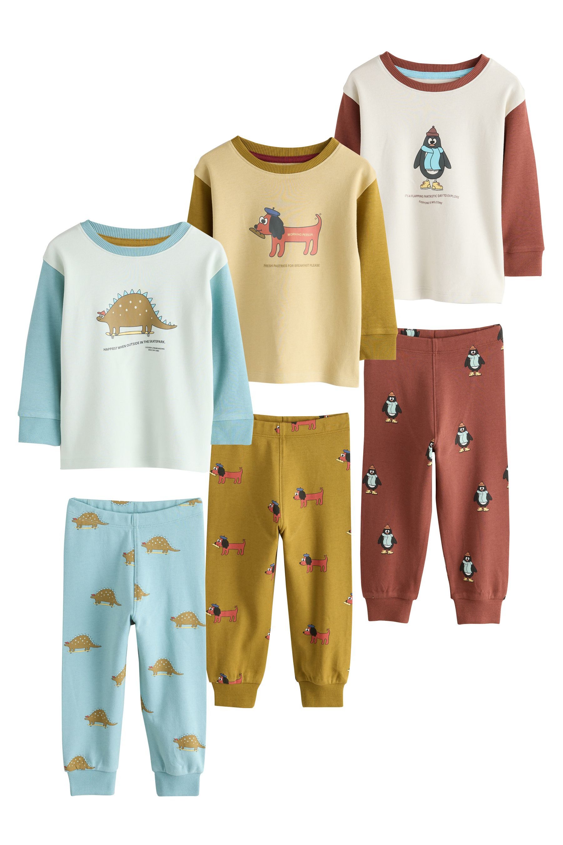Next Pyjama Oversized Fit Schlafanzüge, 3er Pack (6 tlg)