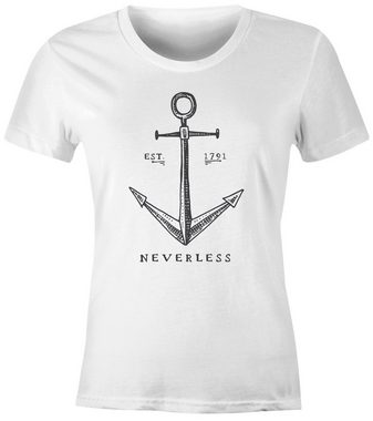 Neverless Print-Shirt Damen T-Shirt Anker Slim Fit Neverless® mit Print