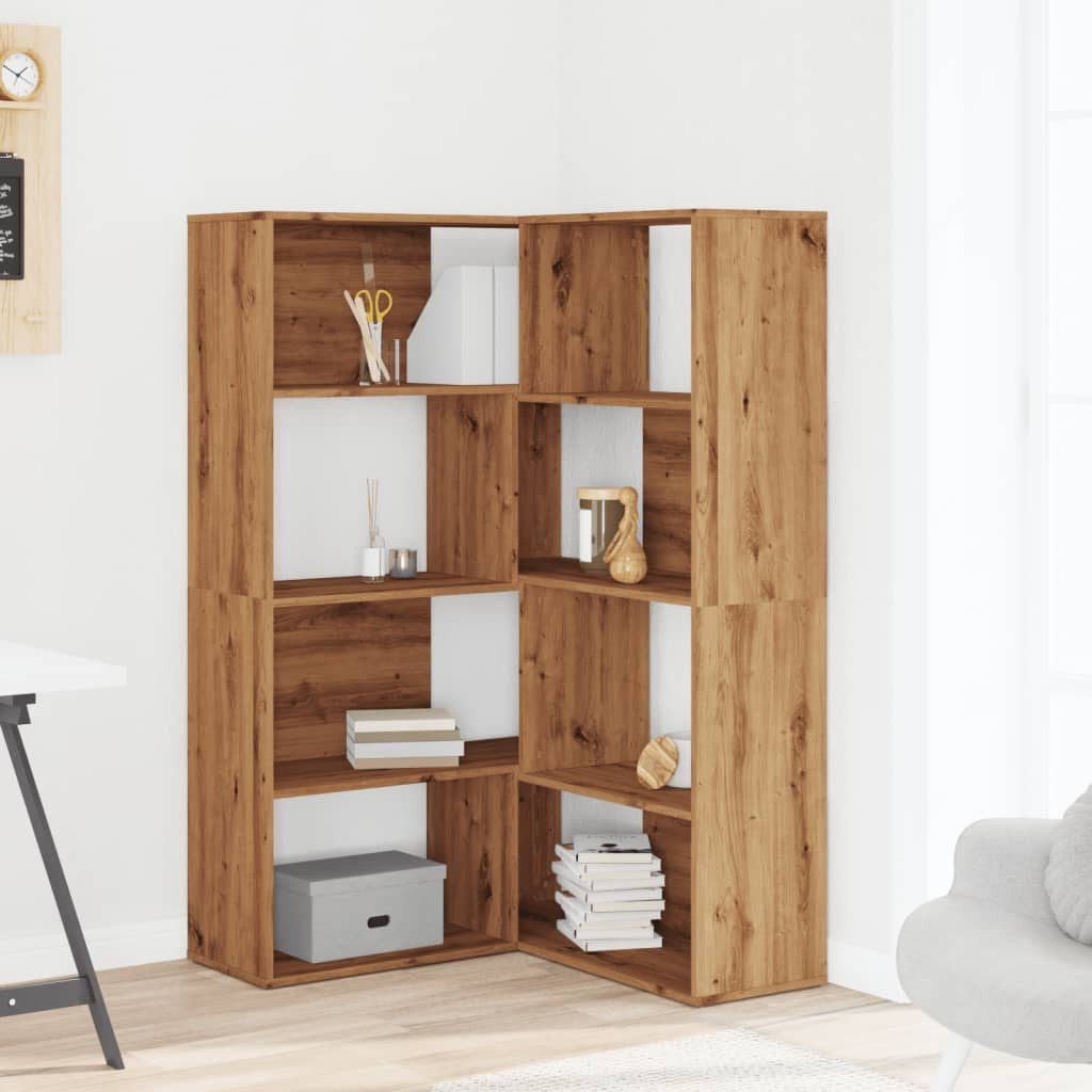 vidaXL Bücherregal NA Eckregal Bücherregal 4 Etagen Artisan-Eiche 85x85x140 Spanplatte