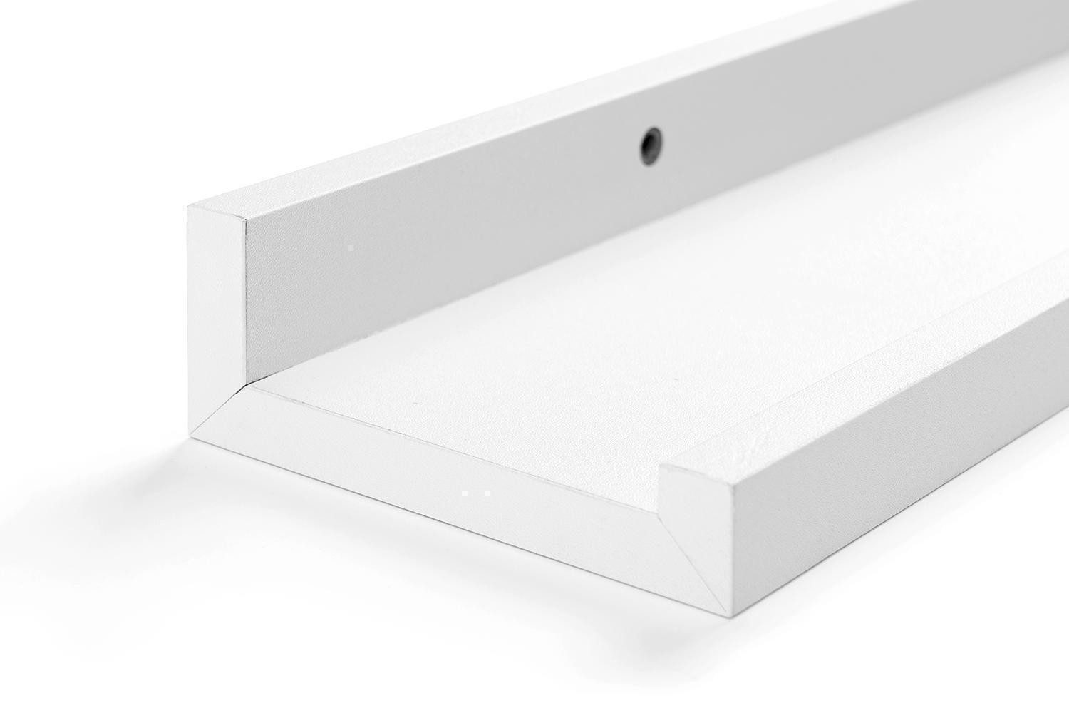 Home4You Wandregal Bilderleiste, Weiß Matt, PVC, MDF, B 60 x H 10 x T 4 cm