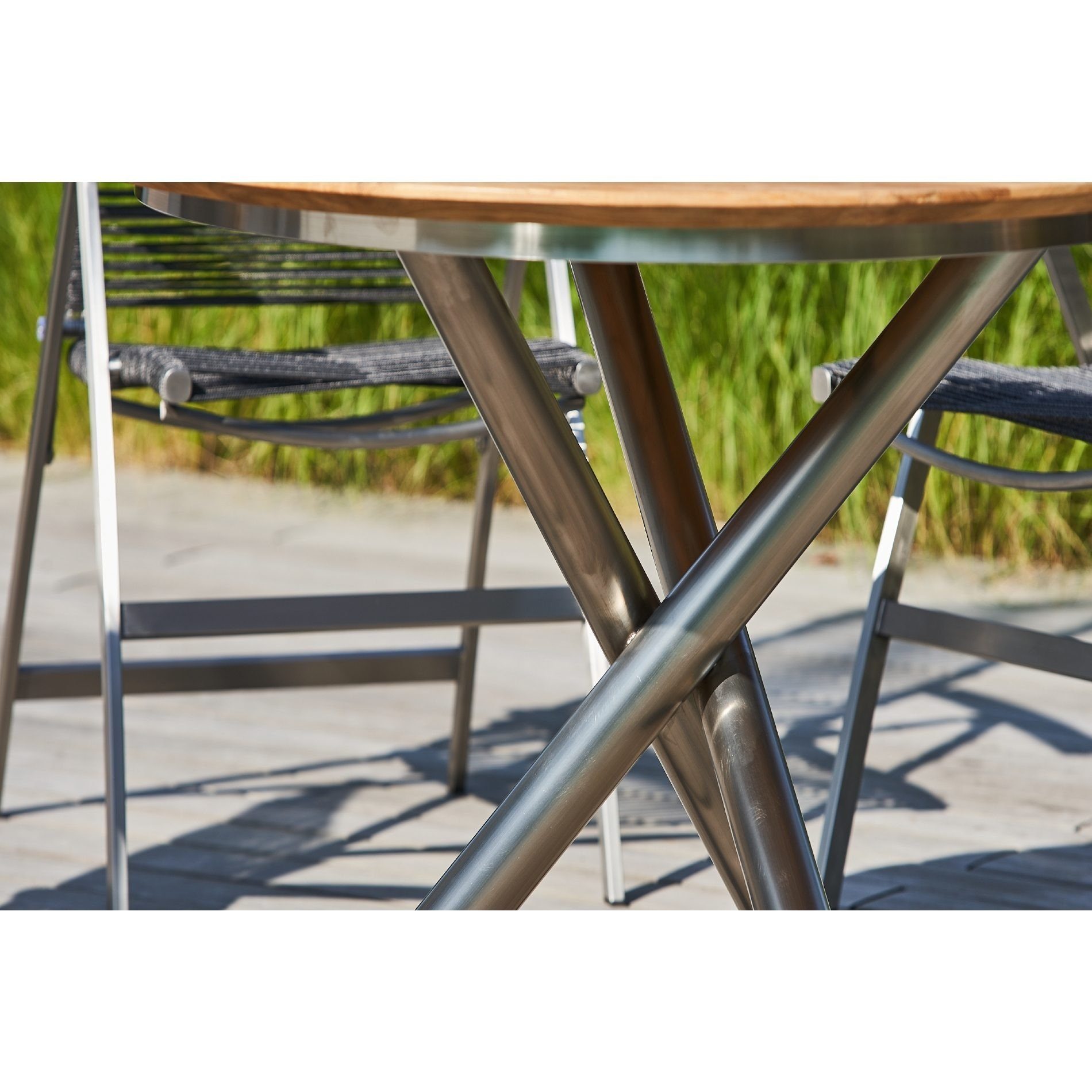 CASA DOMA Gartentisch Perano (Edelstahl/Teak), Kreuzgestell, rund, Ø 120 cm