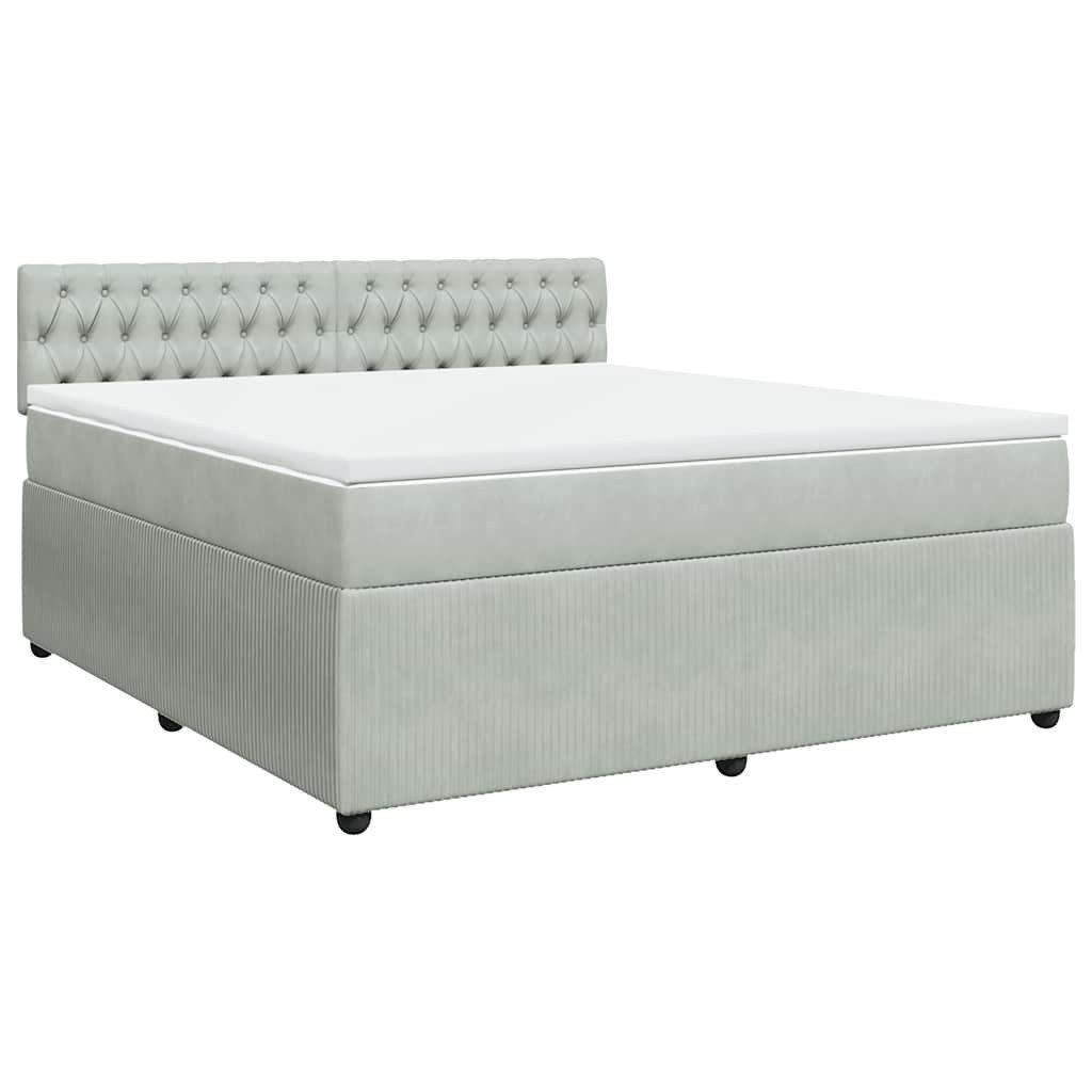 Bett Boxspringbett mit Matratze Hellgrau 180x200 cm Samt