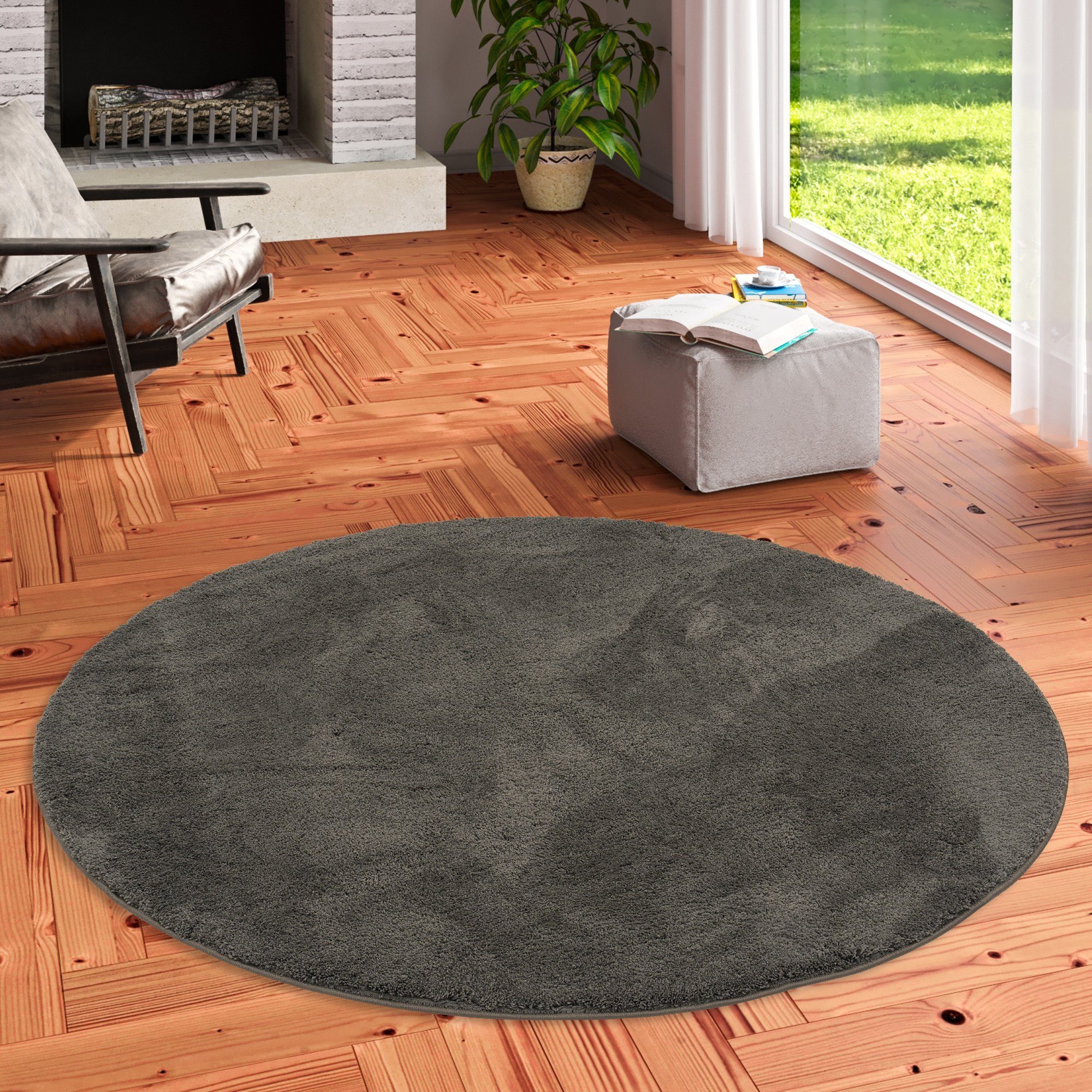 Pergamon Hochflor-Teppich Hochflor Super Soft Teppich Silky Rund, Rund, Höhe: 30 mm