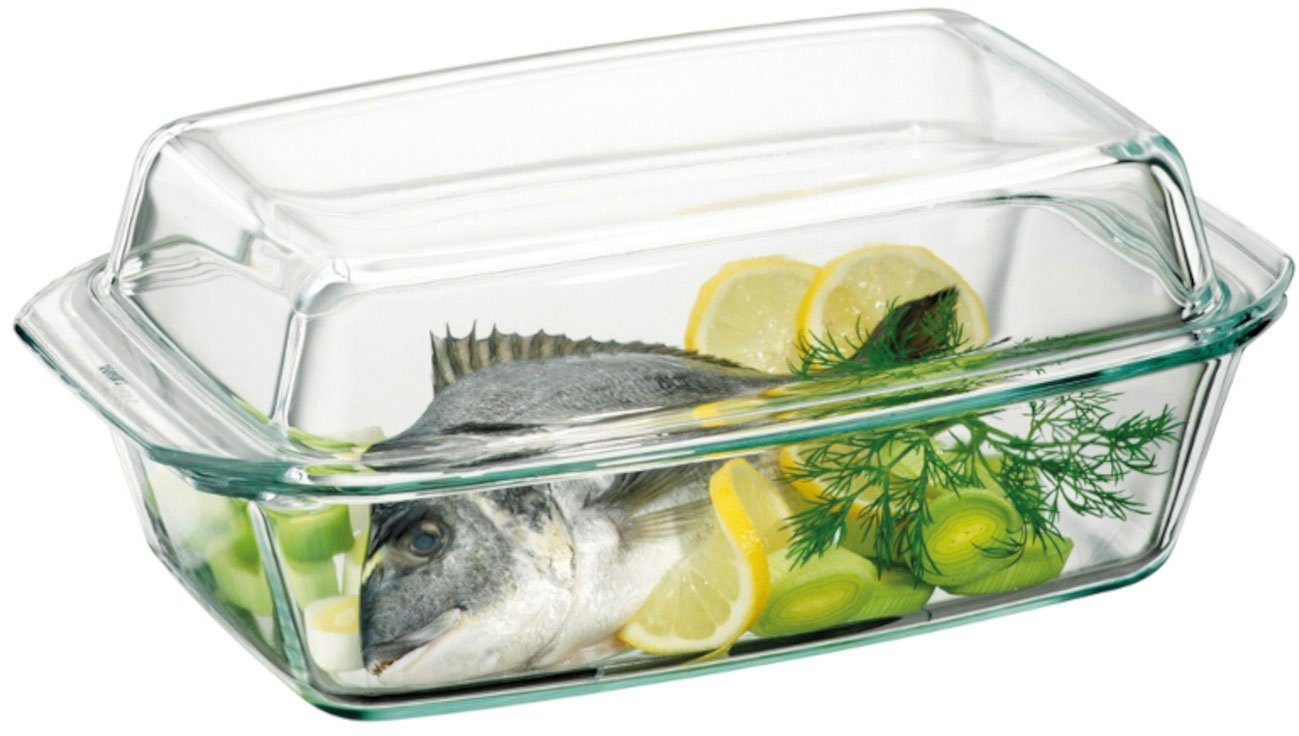 SIMAX Schüssel, Glas, mit Deckel, eckig, 2,8 Liter