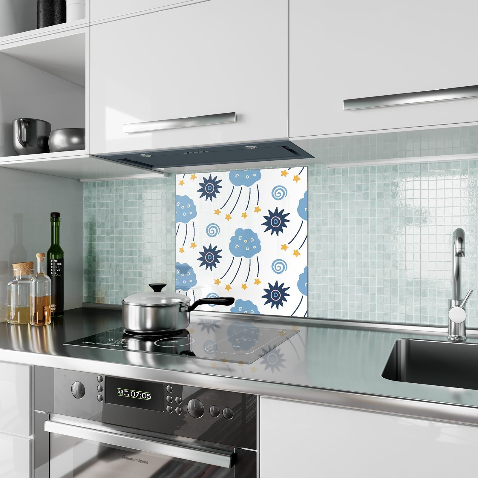 Primedeco Küchenrückwand Küchenrückwand Spritzschutz mit Verschiedene Glas Formen Motiv
