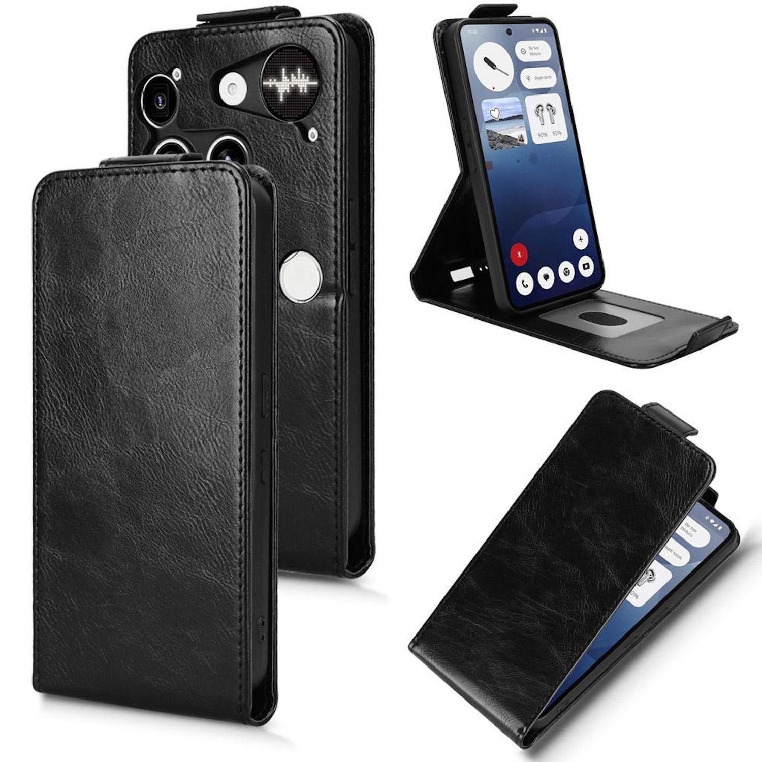 Wigento Smartphone-Hülle Für Nothing Phone 3 Magnetische Flip Wallet Kunstleder Hülle Schwarz, Magnetverschluss, Kartenfächer, Halterfunktion