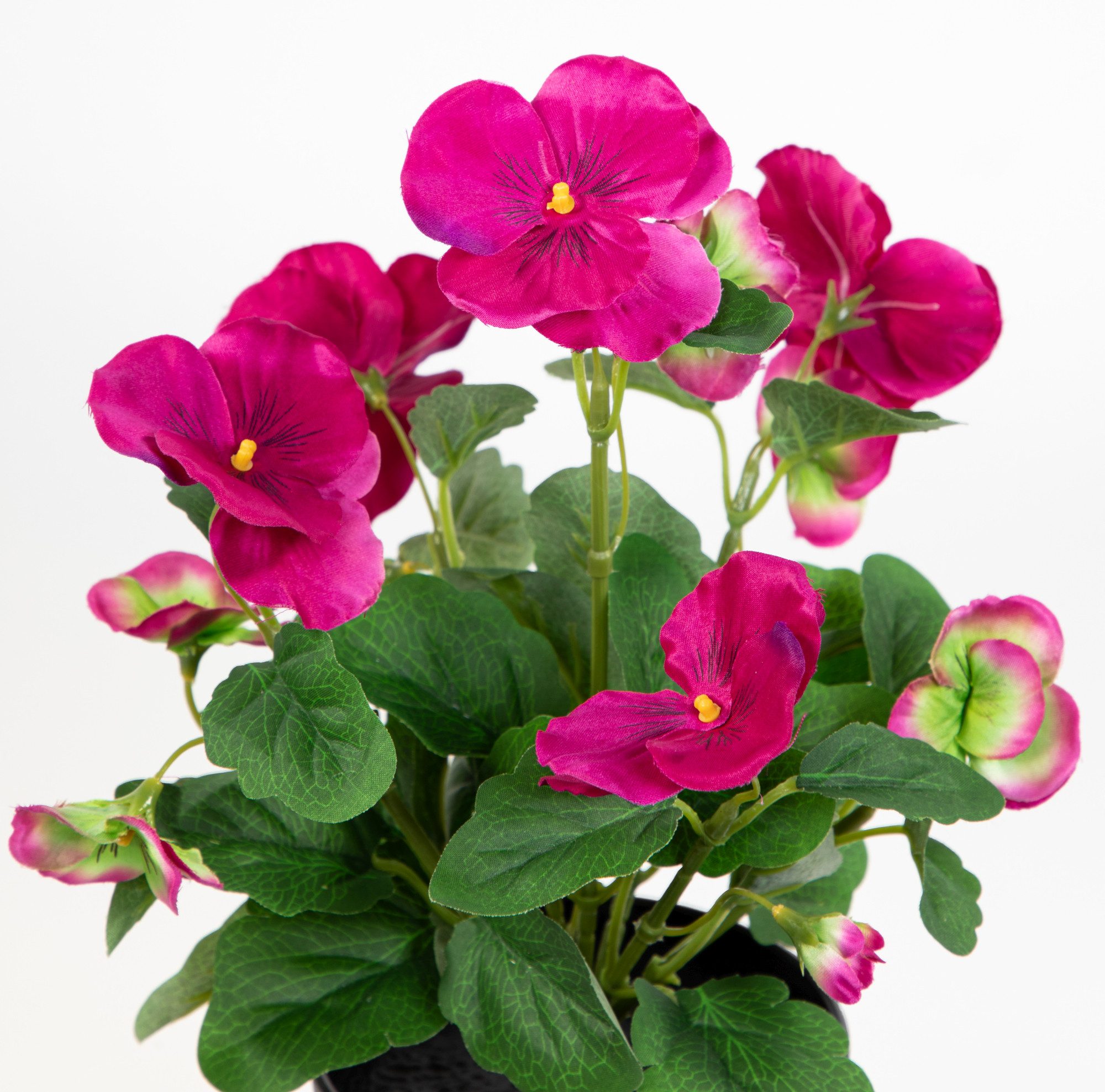 Kunstblume Stiefmütterchen 30cm im Topf FT Kunstpflanzen künstliche Blumen Veilchen, Seidenblumen Roß, Höhe 30 cm, Fuchsia-Pink – Bild 4 von 5
