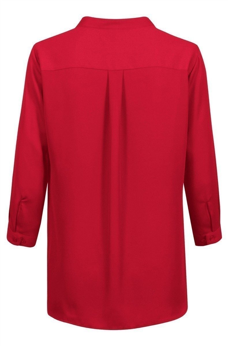 GREIFF Langarmbluse Greiff CHIFFON Damen Chiffon-Bluse 3/4-Arm V-Neck Regular-Fit Rot 32