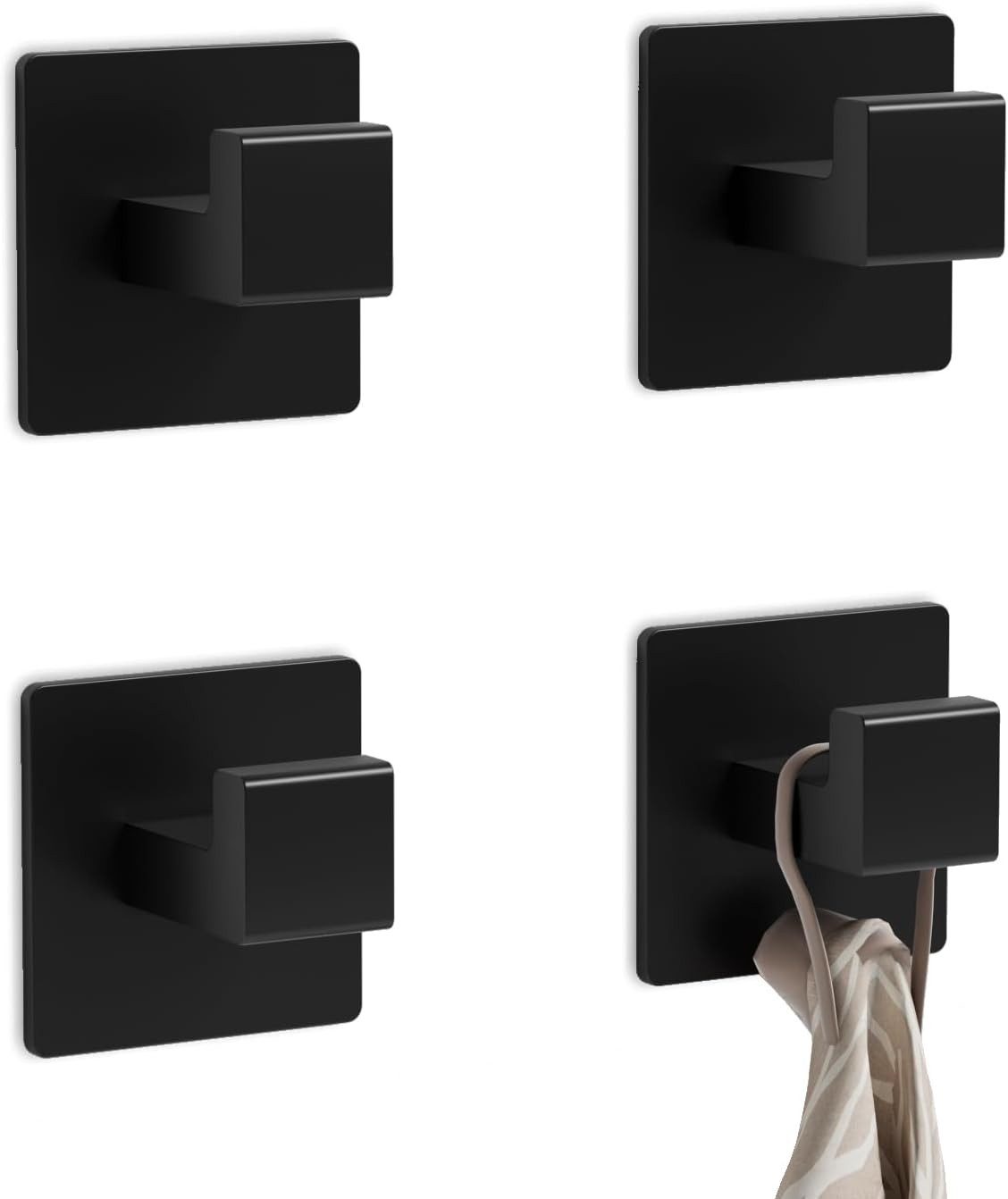 FELIXLEO Seifenspender Handtuchhaken Schwarz 4er Set Selbstklebend Wandhaken, (1-tlg)