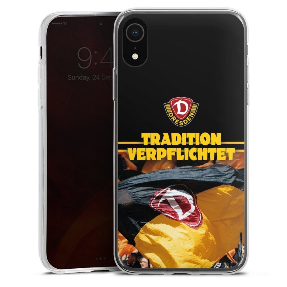 DeinDesign Handyhülle SG Dynamo Dresden Fanartikel SGD Tradition Verpflichtet Dynamo Dresden, Apple iPhone Xr Slim Case Silikon Hülle Ultra Dünn Schutzhülle