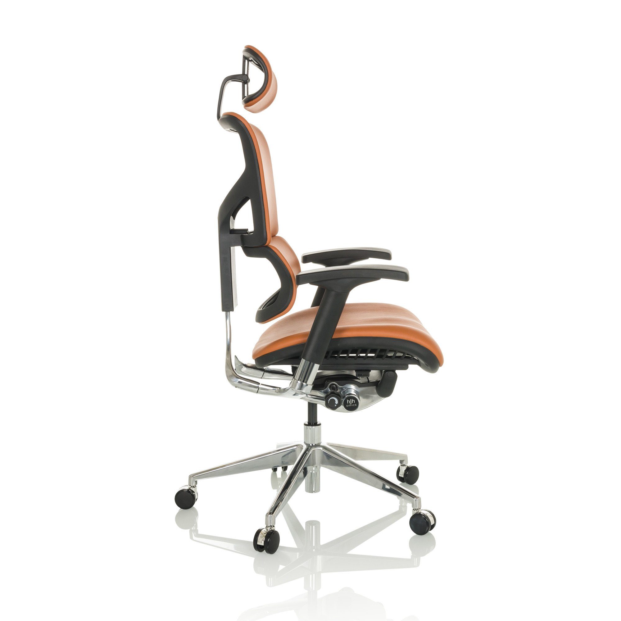 St), hjh Leder Bürostuhl Hellbraun ERGO-U2 OFFICE ergonomisch (1 L Luxus Chefsessel Drehstuhl
