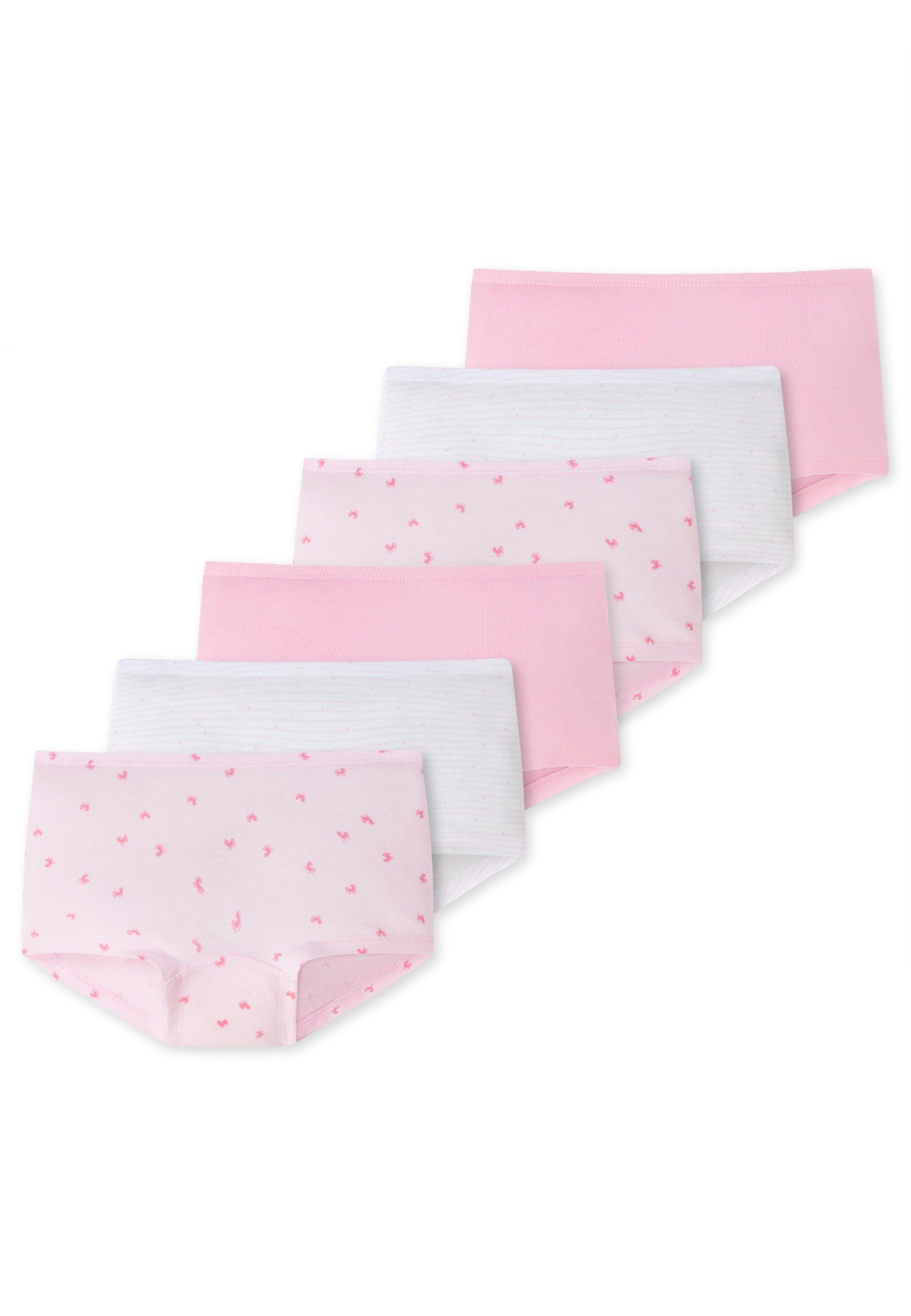 Schiesser Panty 6er Pack Kids Girls 95/5 Organic Cotton (Spar-Set, 6-St) Short Slip - Baumwolle - Weiß/Rosa-911