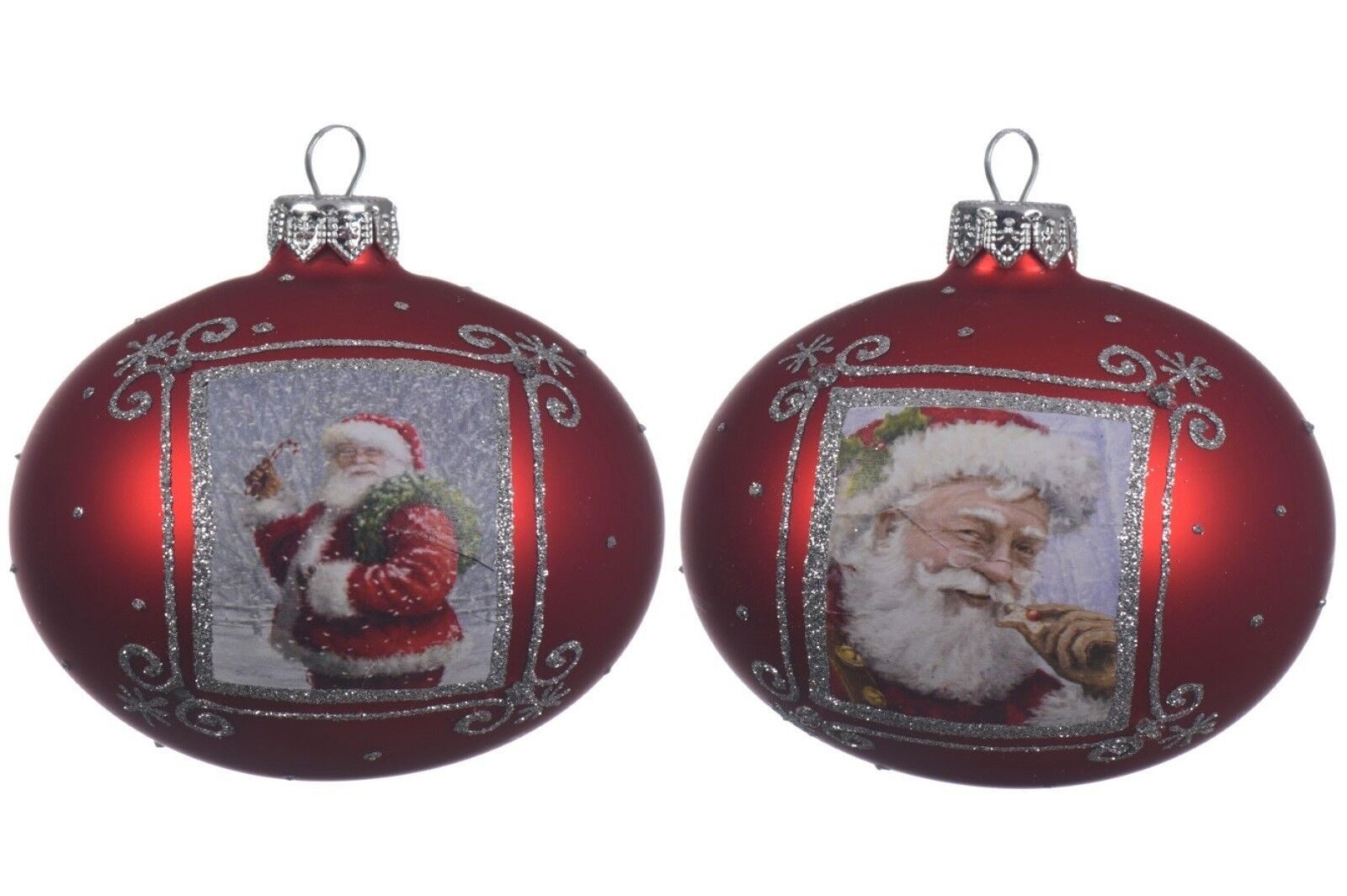 Kaemingk Weihnachtsbaumkugel Weihnachtskugeln Glas Santa Ø 8 cm 2er-Set