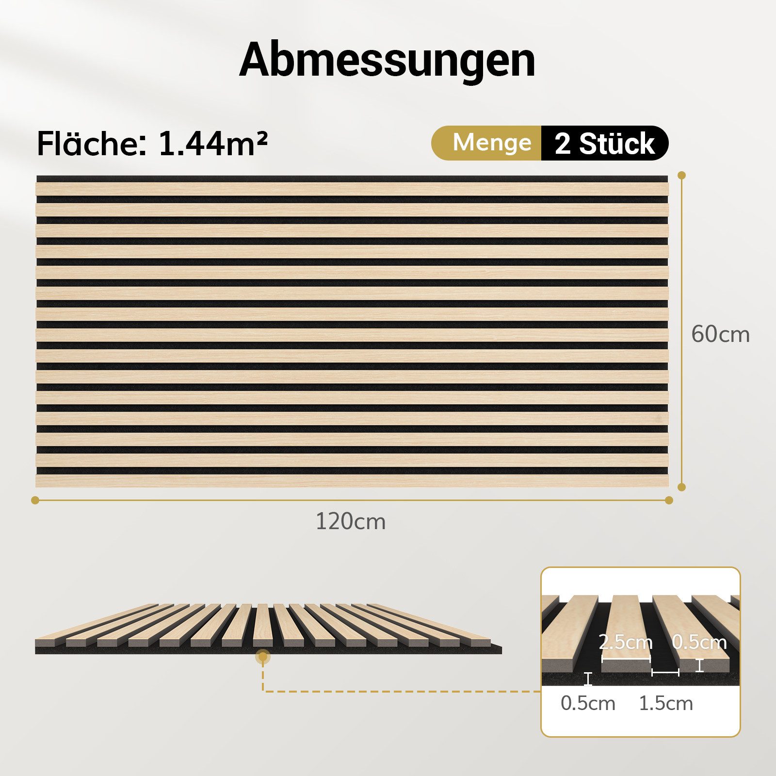 TONOR 3D Wandpaneel Akustikpaneele Holz, Wandpaneele Schallschutzplatten, Wandverkleidung, (2-tlg)